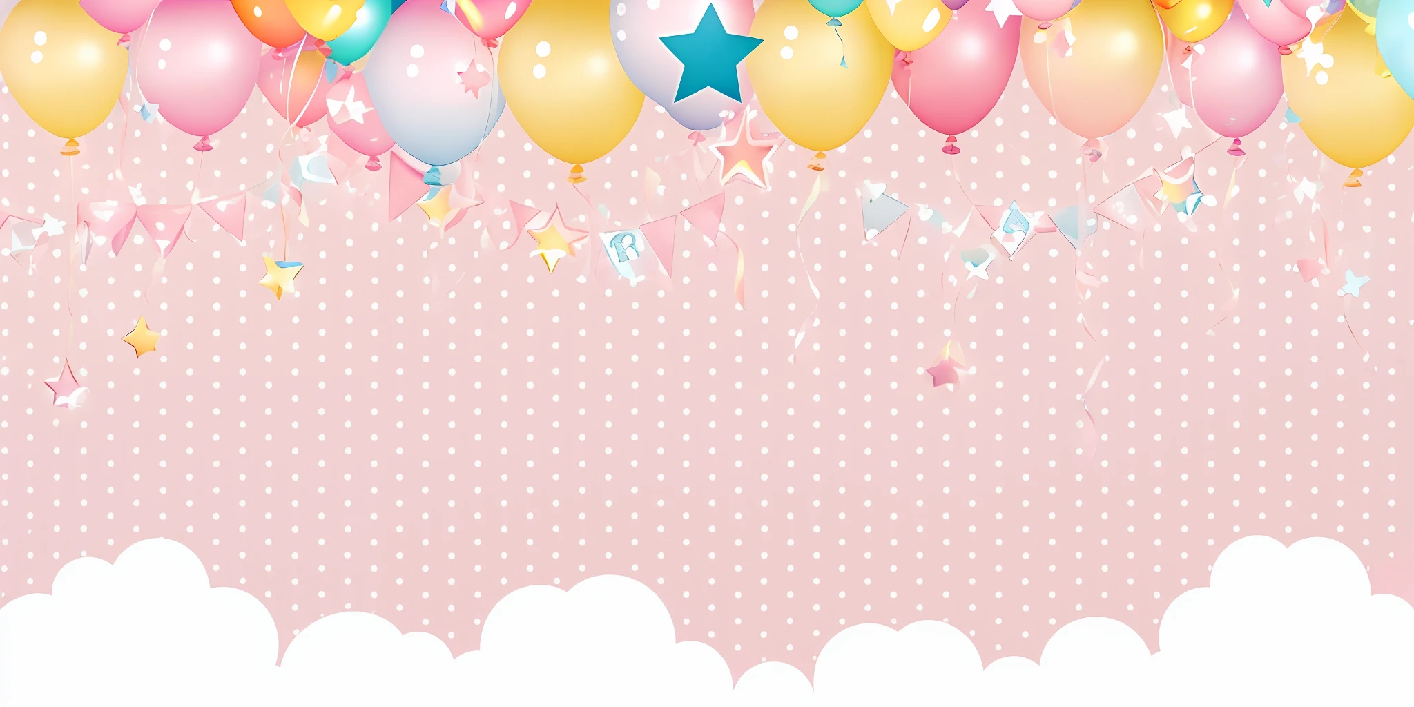 There are many balloons and stars flying in the sky, hight decorated, ballroom background, Pink background, The background is colorful, background pastel, Light pink background, poster background, ( Colorful ), bright happy atmosphere, birthday, (In pink), Carnival background, Gentle background, Flat background, Birthday party, flat vector art background, Stage background, pastel color theme, background is heavenly