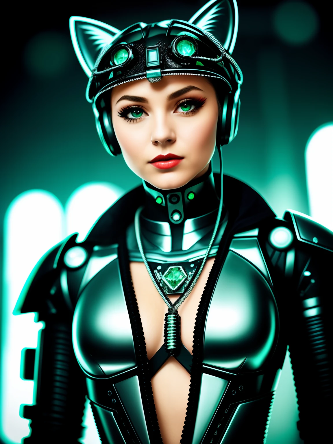 taur,emeralds,Machinary,cyber punk perssonage,line sleek