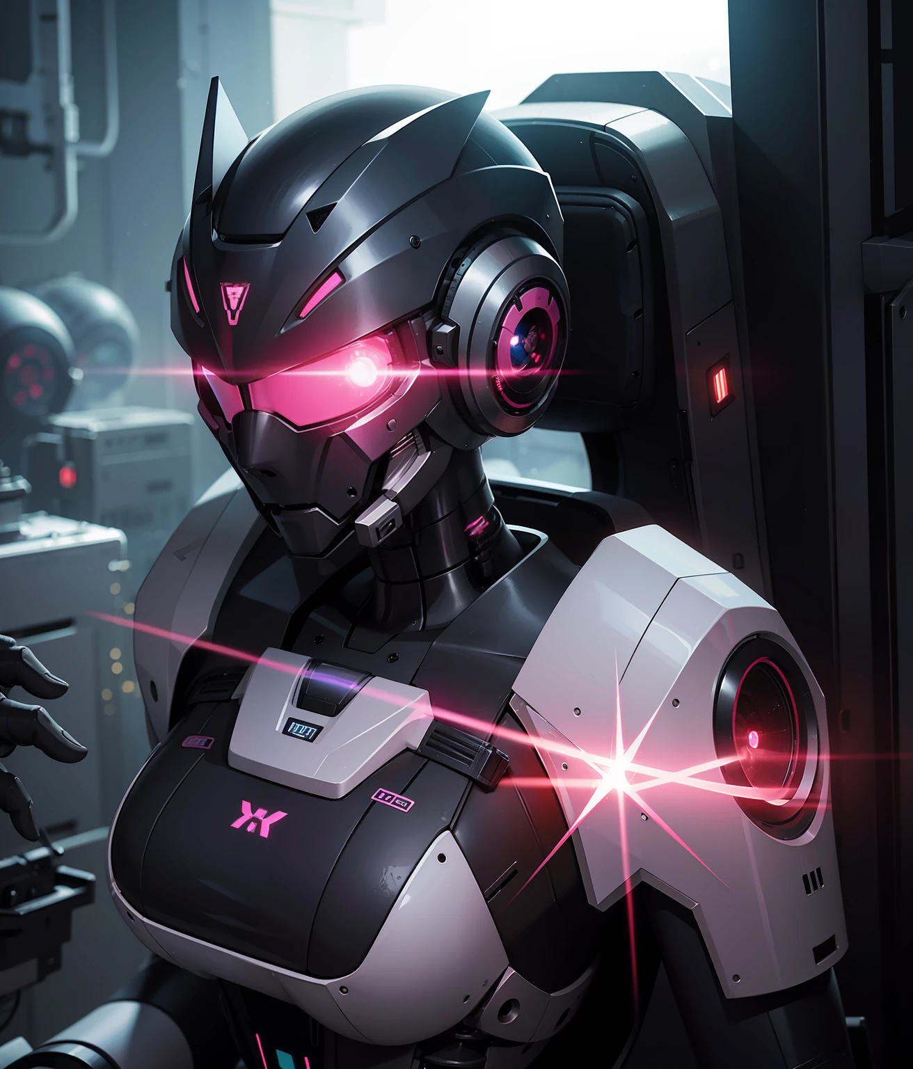 Mechanobiology,Pink mech,Up,opulent,Reflective,laser,Cyber fashion,droid,Cyberpunk AI,neon,eletric,neonlight,super detailing,rim-light ,full bodyesbian,Demon Killer,cruel,best qualtiy,The is very detailed,8K,超高分辨率