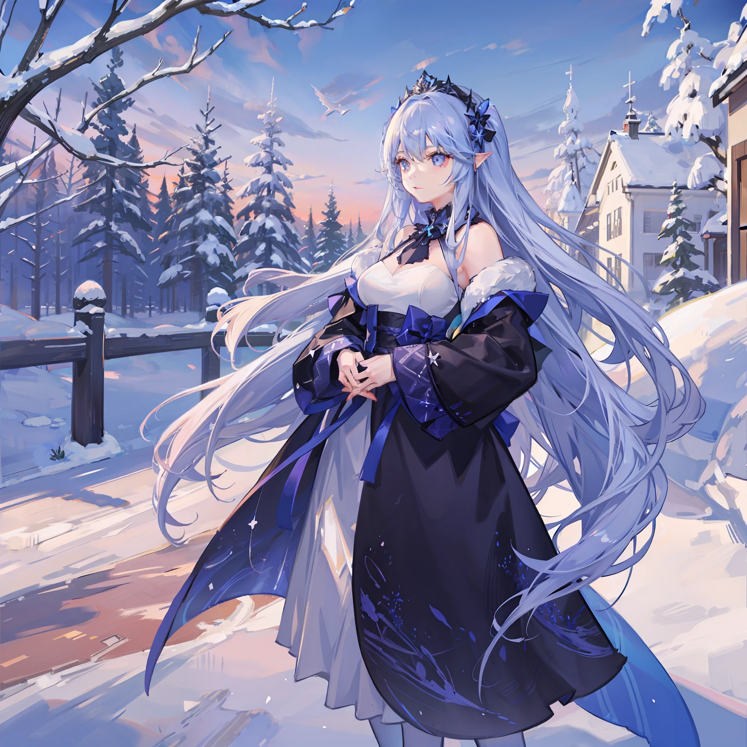 realistic shadow、[hight resolution]、Detailed skin、Super Detailed Snow Woman　Beautuful Women