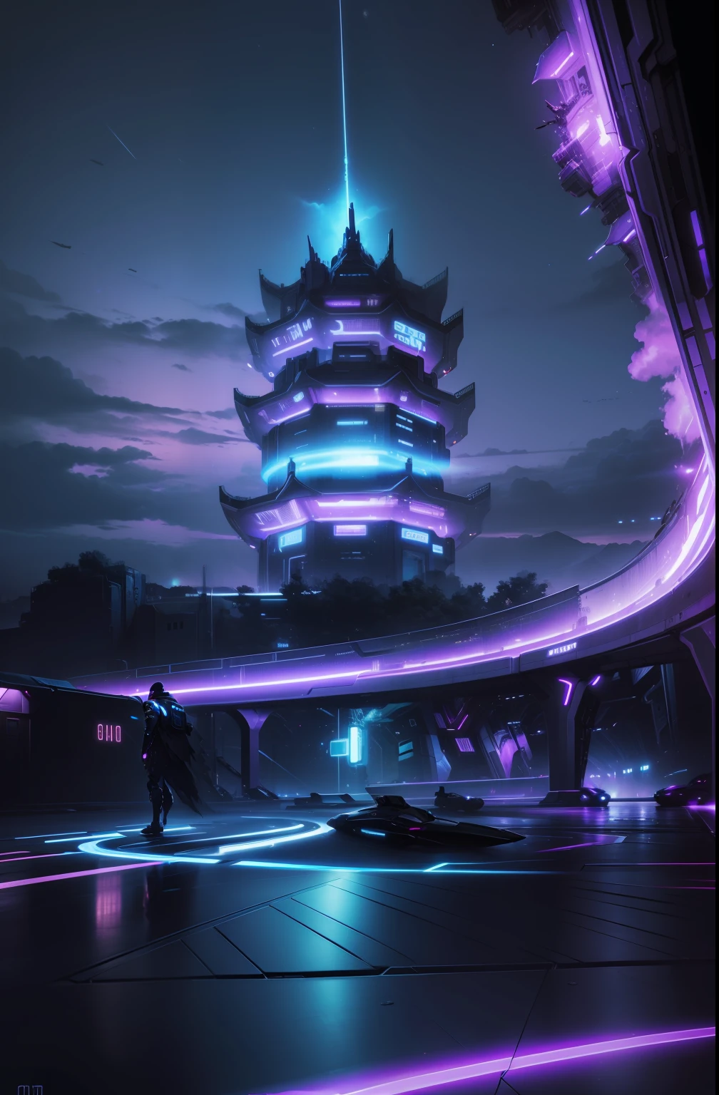 the night,cyber punk perssonage,rich lighting,sense of science and technology,Cool background,detail-rich