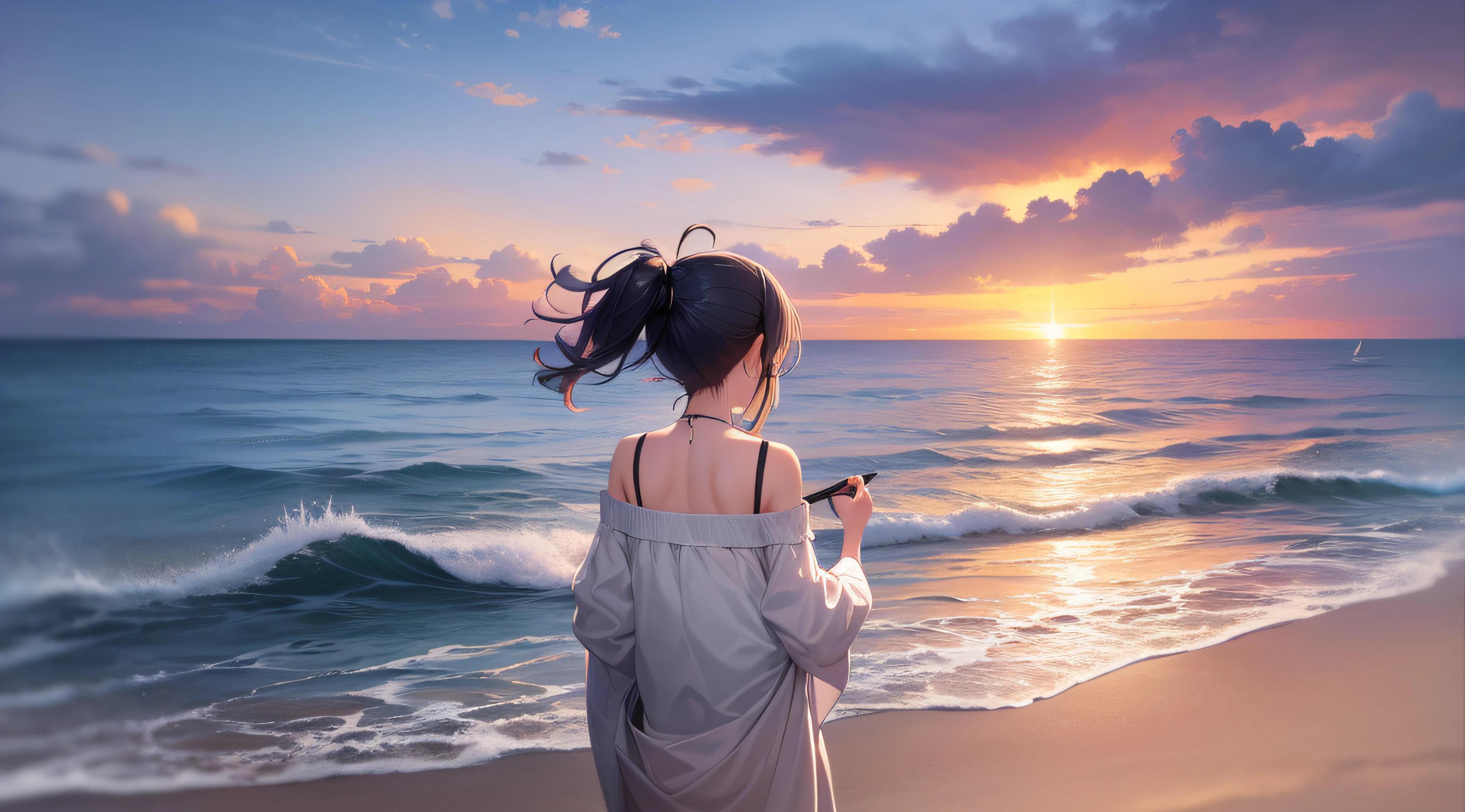 plot: 「Sea Breeze Art」ha、It is a story of creating a casual, artistic and stylish background painting with a sea theme.。The main character is、He is a young artist with free thinking and creativity.、Passionate about making art by the sea。 The story is、It starts with the protagonist stepping into a small seaside town。Here、In a scenic place where you can hear the sound of the waves、Rich in nature that inspires art。The main character is、I am determined to paint this beautiful ocean world as a background painting.。 The main character is、Brainstorm ideas while relaxing in a seaside café or on the beach。The sea breeze blows comfortably through、The sound of the waves inspires creativity。Colorful parasols and beach towels、Stylish elements such as hammocks are overflowing around、The protagonist wants to add his own personality to the art by incorporating them into the painting.。 In the middle of the story、The scene in which the protagonist watches a romantic sunset by the sea is depicted。The moment the sun sets over the sea、It's a magnificent and touching scene。The main character is、Expressing the beauty of the sky and sea illuminated by the setting sun in the background painting、Creates a romantic atmosphere。 pure、The main character is a man at the seaside々We will also work on drawing the activities of。Surfers riding the waves,、Children playing on the beach、The liveliness of beach parties, etc.、Seaside scenes are included in the background painting.。These scenes are、Enhances the casual and artistic atmosphere。 In the ending、If the protagonist「Sea Breeze Art」Complete the work entitled。It is a masterpiece that perfectly expresses the free artistic atmosphere of the seaside.。The viewer、By looking at the picture、You will feel the charm of the sea and the richness of creativity。 Word Choice: Sea breeze、art by、sea side、Background painting、rcasual、Artistic、Fashionable、Free thinking、creativity、inspiration、Small town、Scenic location、The sound of the waves、naturey、Beautiful sea world、cafes、the beach、sea breeze、vague、colourfull、Sun umbrella、Beach towel、hammock、individuality、𝓡𝓸𝓶𝓪𝓷𝓽𝓲𝓬、the setting sun、grand、Moving、The beauty of the sky and sea、a person々Activities、surfer、Play on the sandy beach、Beach party、Buzzing、completo、Masterpiece、The charm of the sea、Creativity