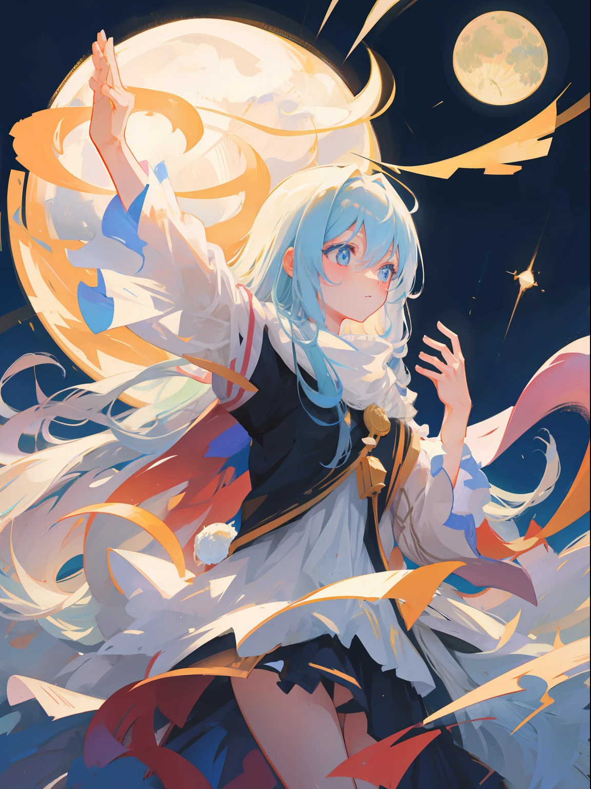 lunar goddess,Long Light Hair,Side