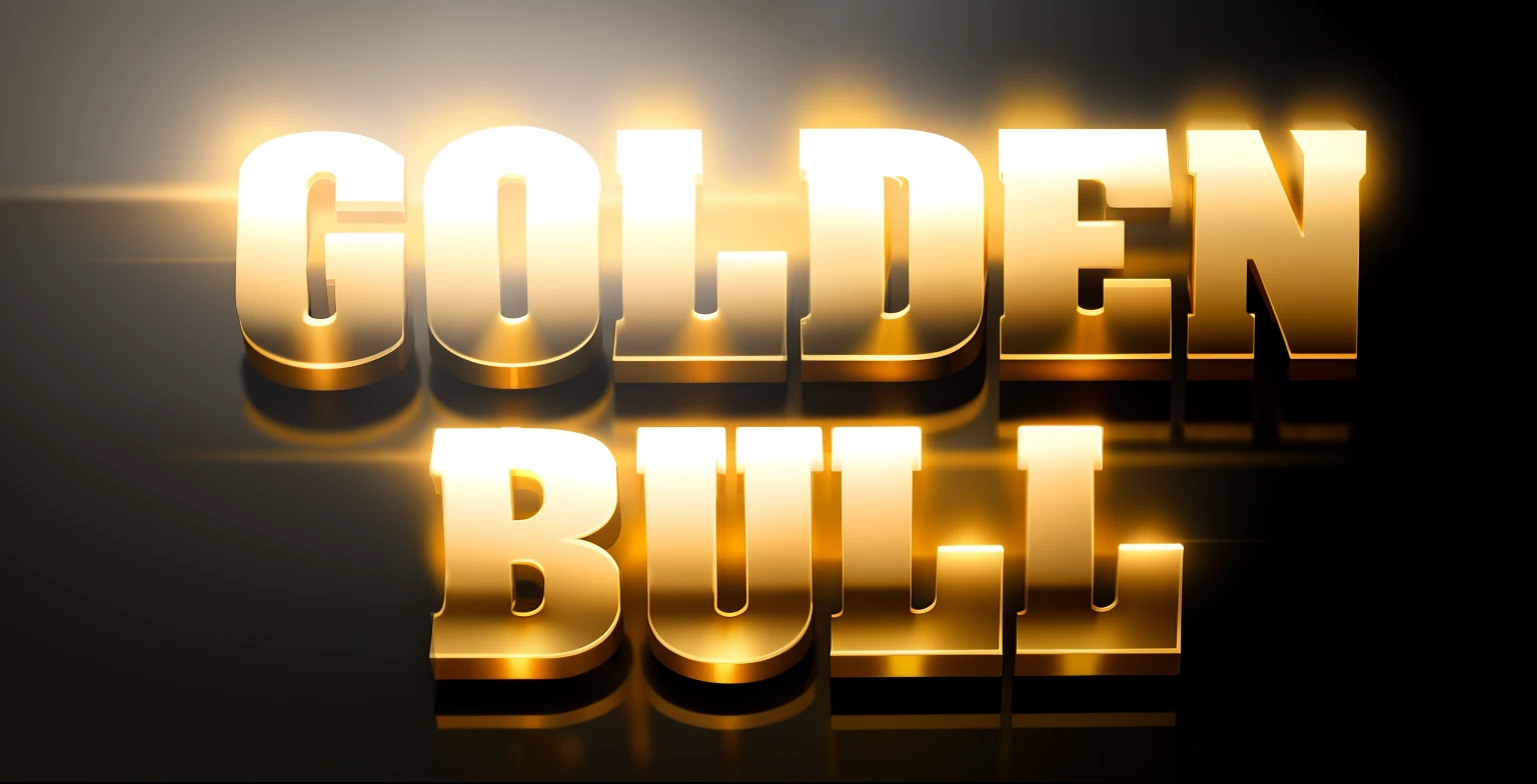 white backgrounid、gold、Gold plated、Stereoscopic、bulky、lighting from above、with light glowing、SHINES、Logo Design