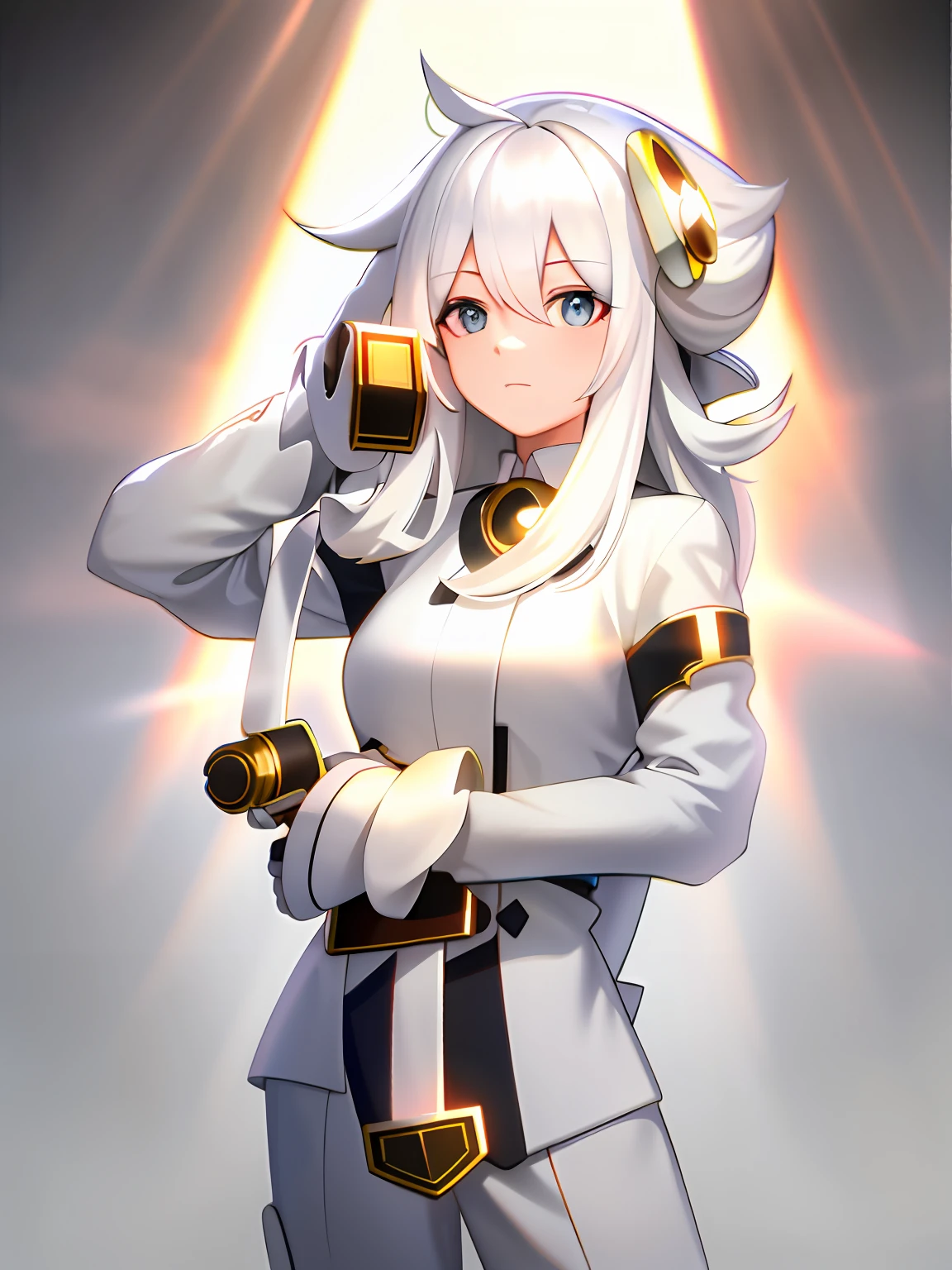 white hair, hair bow, Futurism, anime, god rays, chiaroscuro, character chart, masterpiece, high details, high quality, best quality, retina, UHD