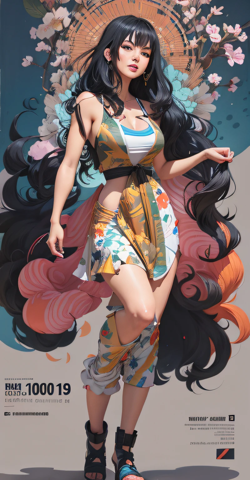 Una caricatura de una mujer en bikini con un top floreado, Nico Robin, seductora chica de anime, Bikini realista, Hermosa y seductora mujer de anime, commission for high resolution, swimsuit, attire: bikini, seductor retrato de Tifa Lockhart, is wearing a swimsuit, Tifa Lockhart, Tifa, fullbody commission for, oc commission, Marin Kitagawa Fanart, swimming suit, Camiseta vectorial lista para imprimir, Colorful graffiti illustration of a beautiful young woman in her 20s, hermosa cara sonriente, con toques de color, painting oil painting, colores ricos, action shot, gran detalle, fondo blanco, Araffe sentada en una rama con un fondo blanco, sin fondo