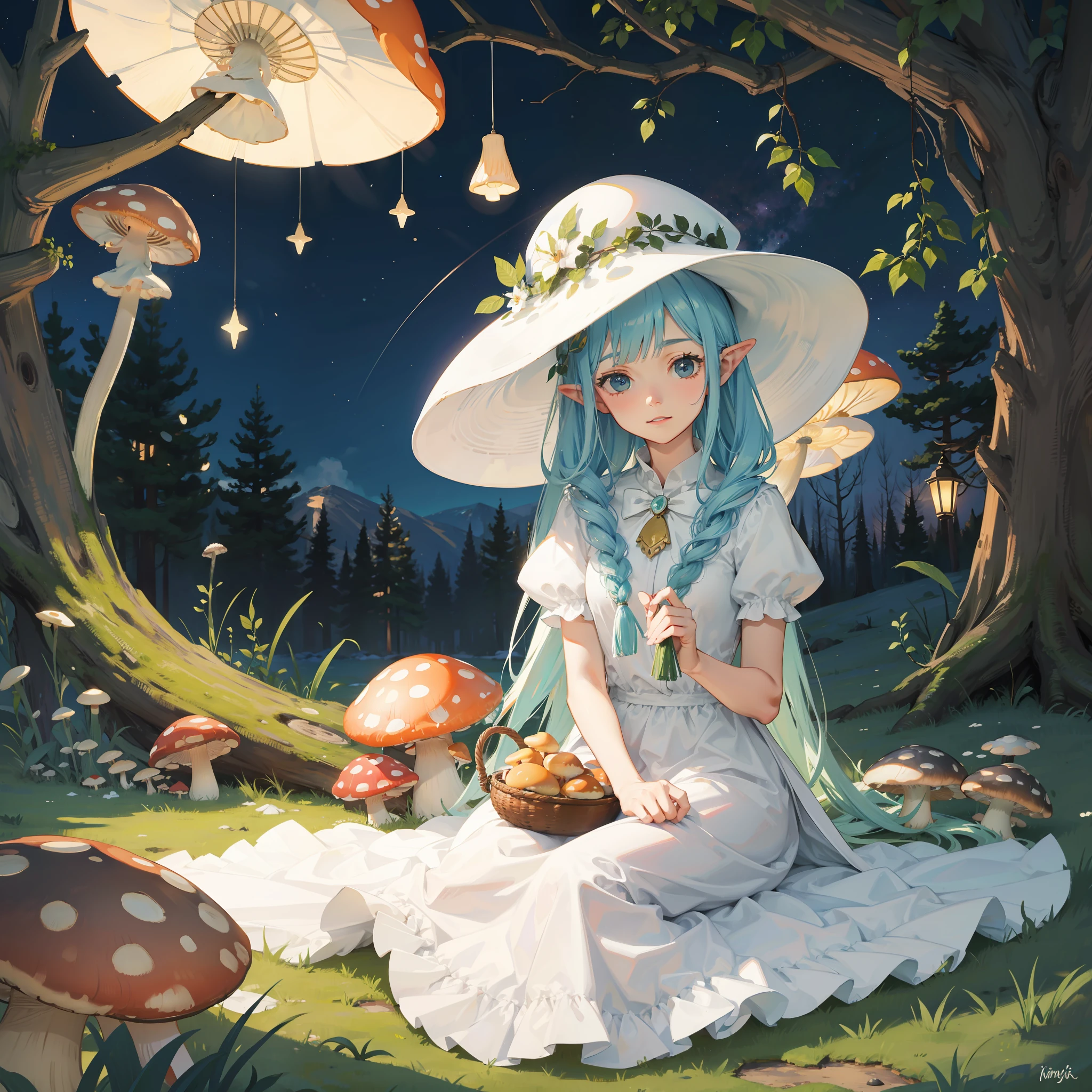 mushroom fairy with white dots and a shroomy hat