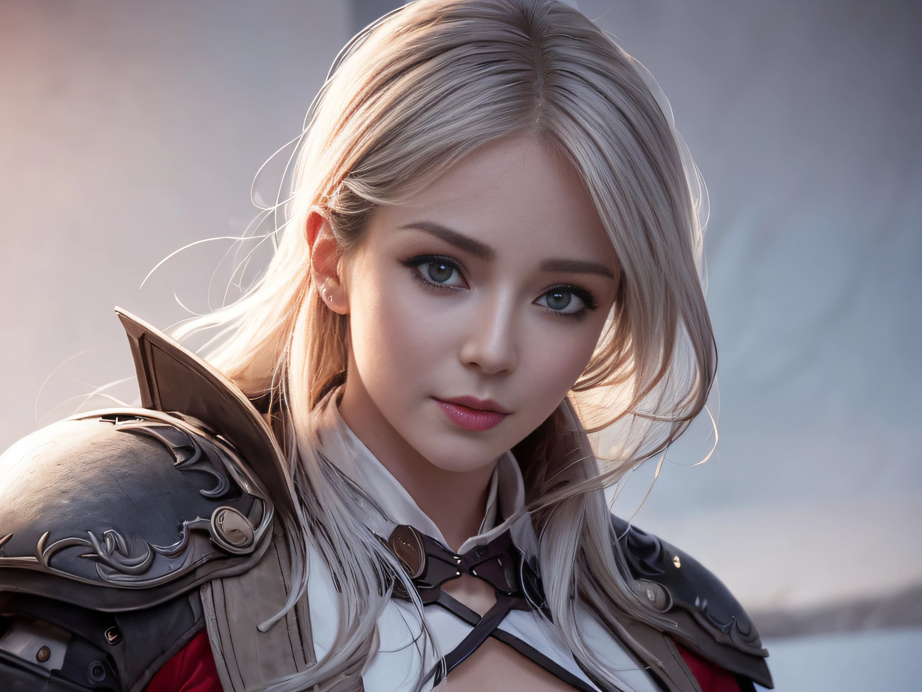 Cirilla Fiona Elen Riannon，Highest image quality，Outstanding details，超高分辨率，（Fidelity：1.4）, Favor the details，closeup cleavage，dawn，Snow，winter，Behind it is the wizard's sword，He has a delicate and beautiful face，（（Red and white semi-mechanical body：1.8）），Raised sexy，frontage，cyber punk perssonage，Futuristic，mechanically aesthetic，Virtual Engine 5，Perfect detail rendering，rendering by octane，hyper HD