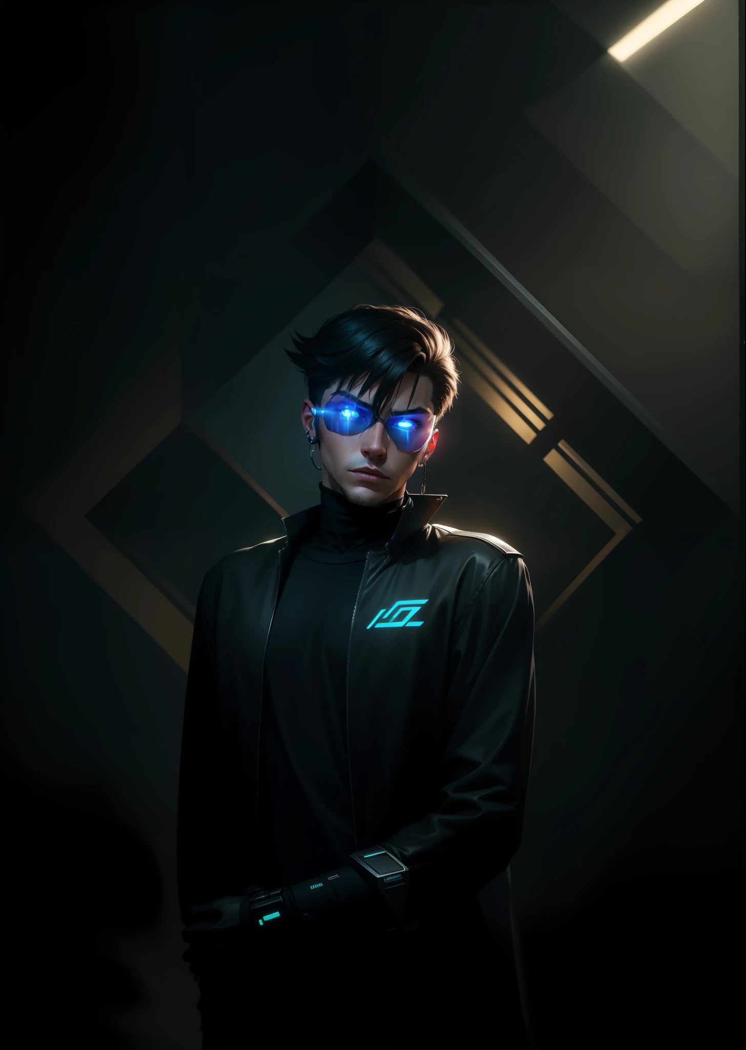 Cyber punk handsome boy ultra realistic face with cat 8k