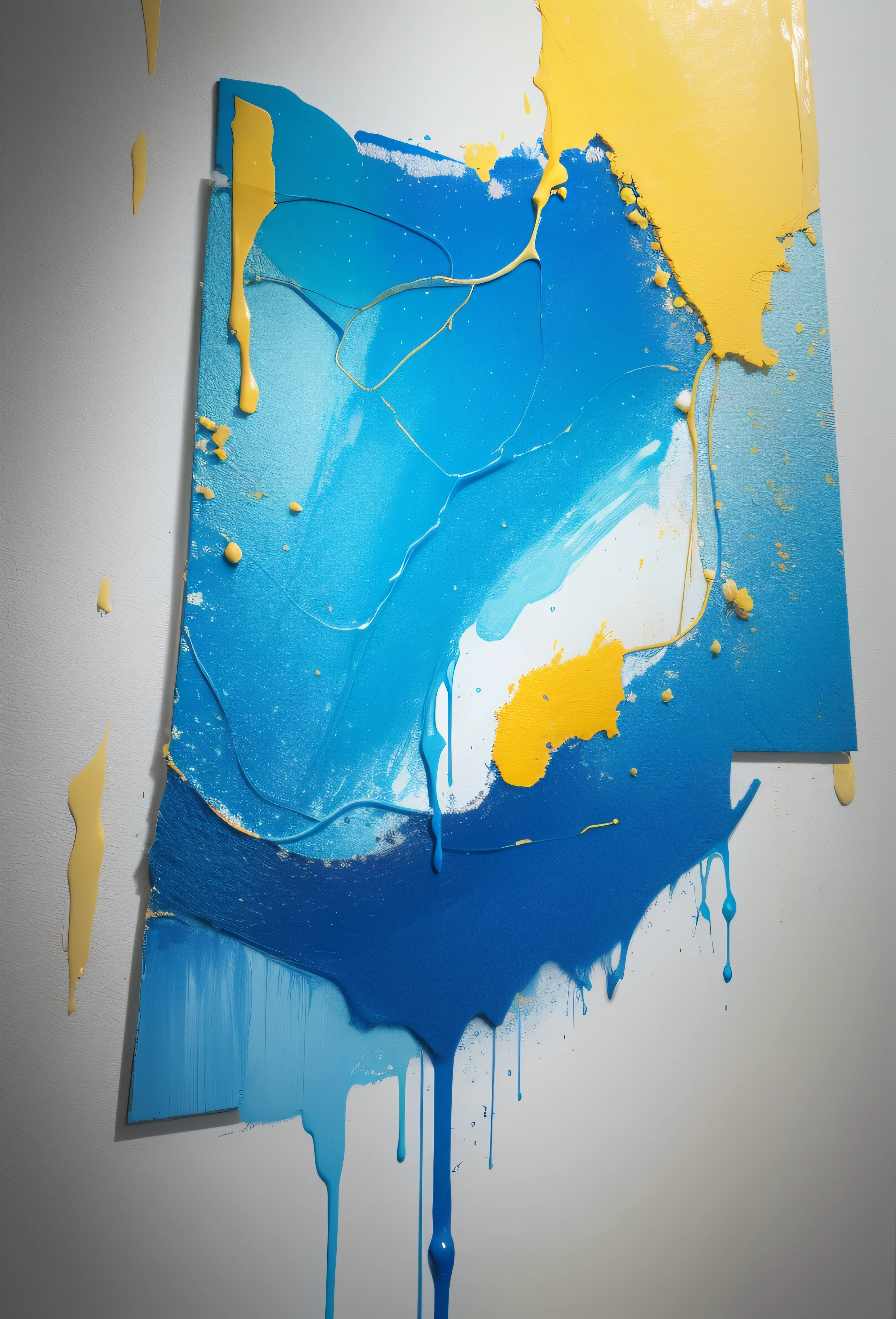 Blue and gold notes，super high-quality model，Dripping paint，oil painted，Abstract beauty，Heavy strokes,