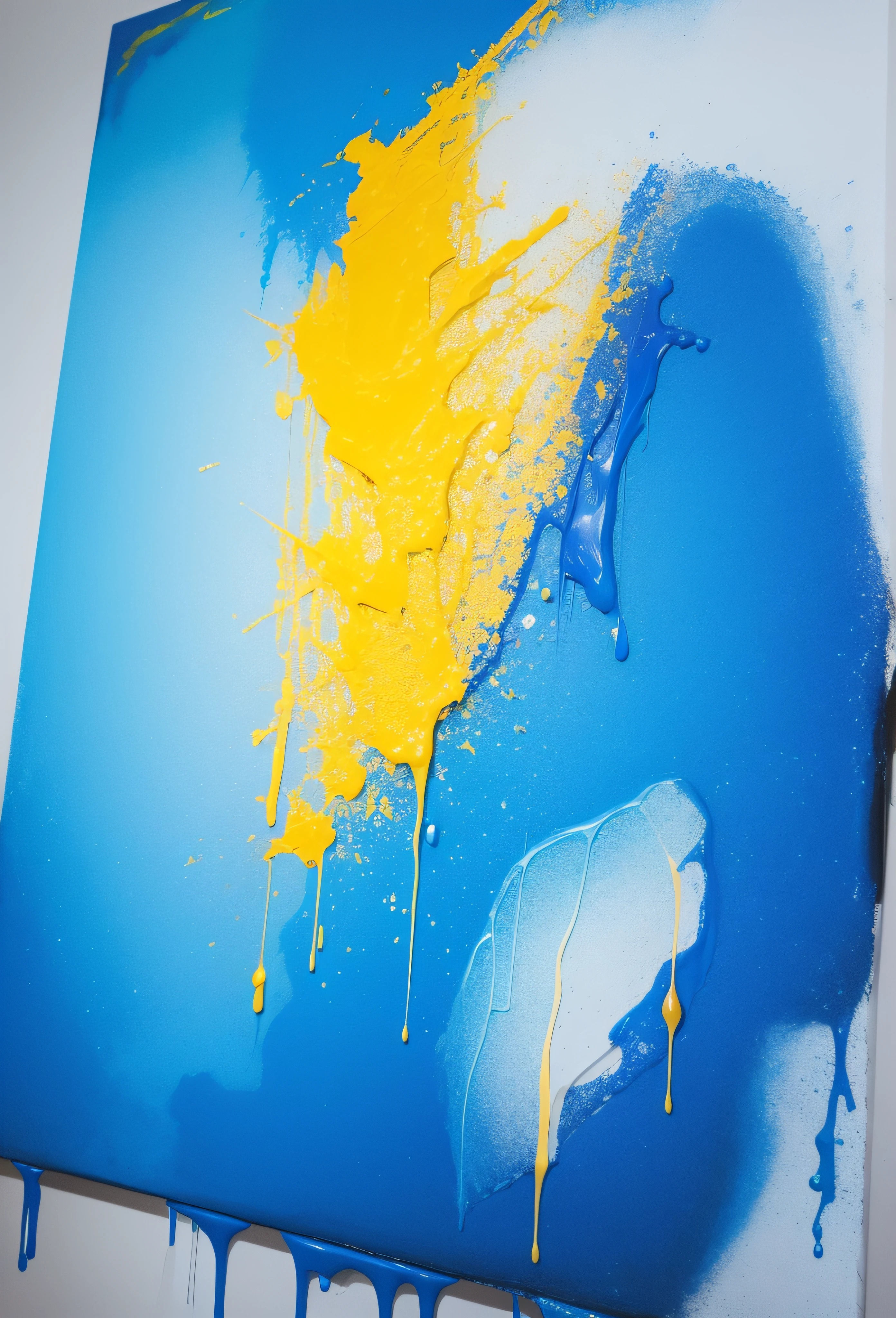 Blue and gold notes，super high-quality model，Dripping paint，oil painted，Abstract beauty，Heavy strokes,