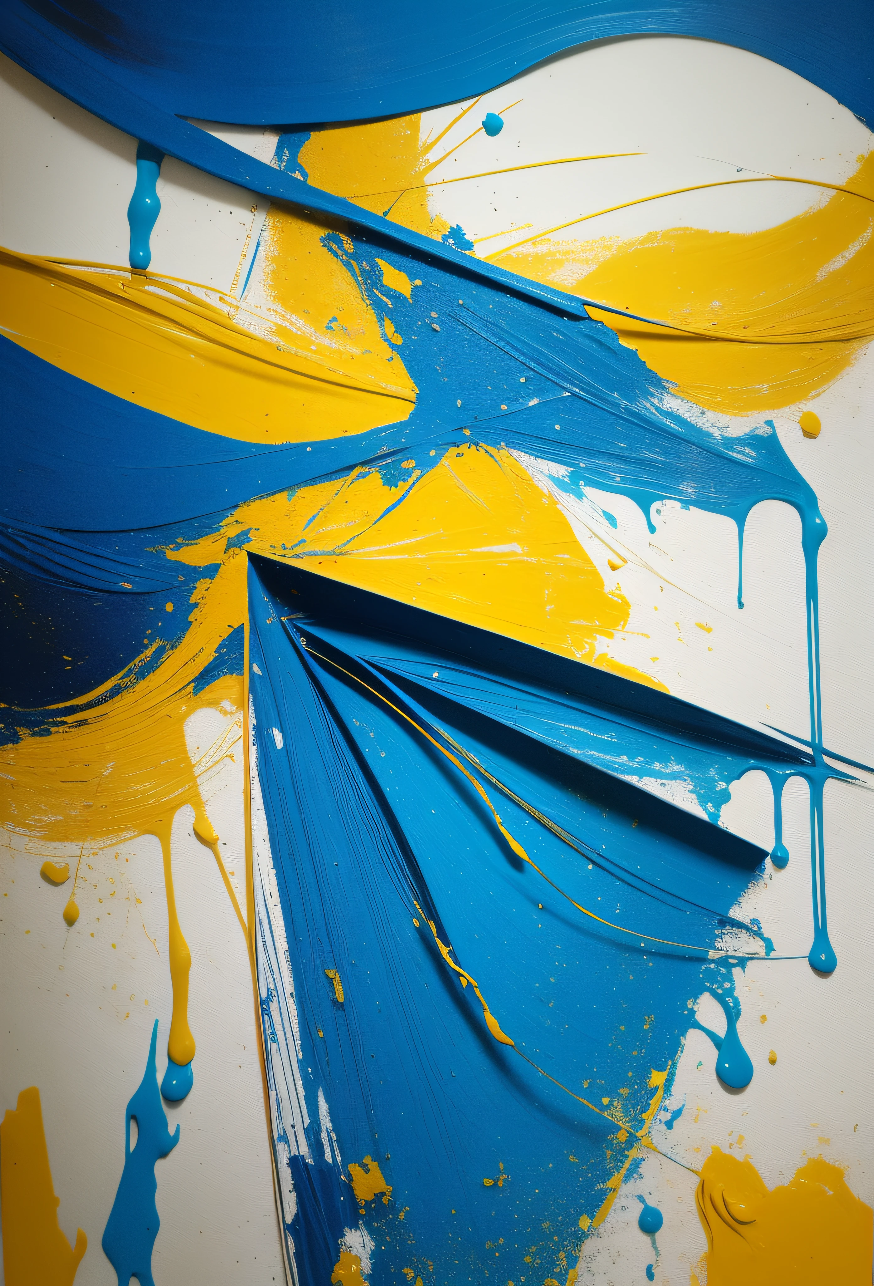 Blue and gold notes,musical note,super high-quality model,Dripping paint,oil painted,Abstract beauty,Heavy strokes