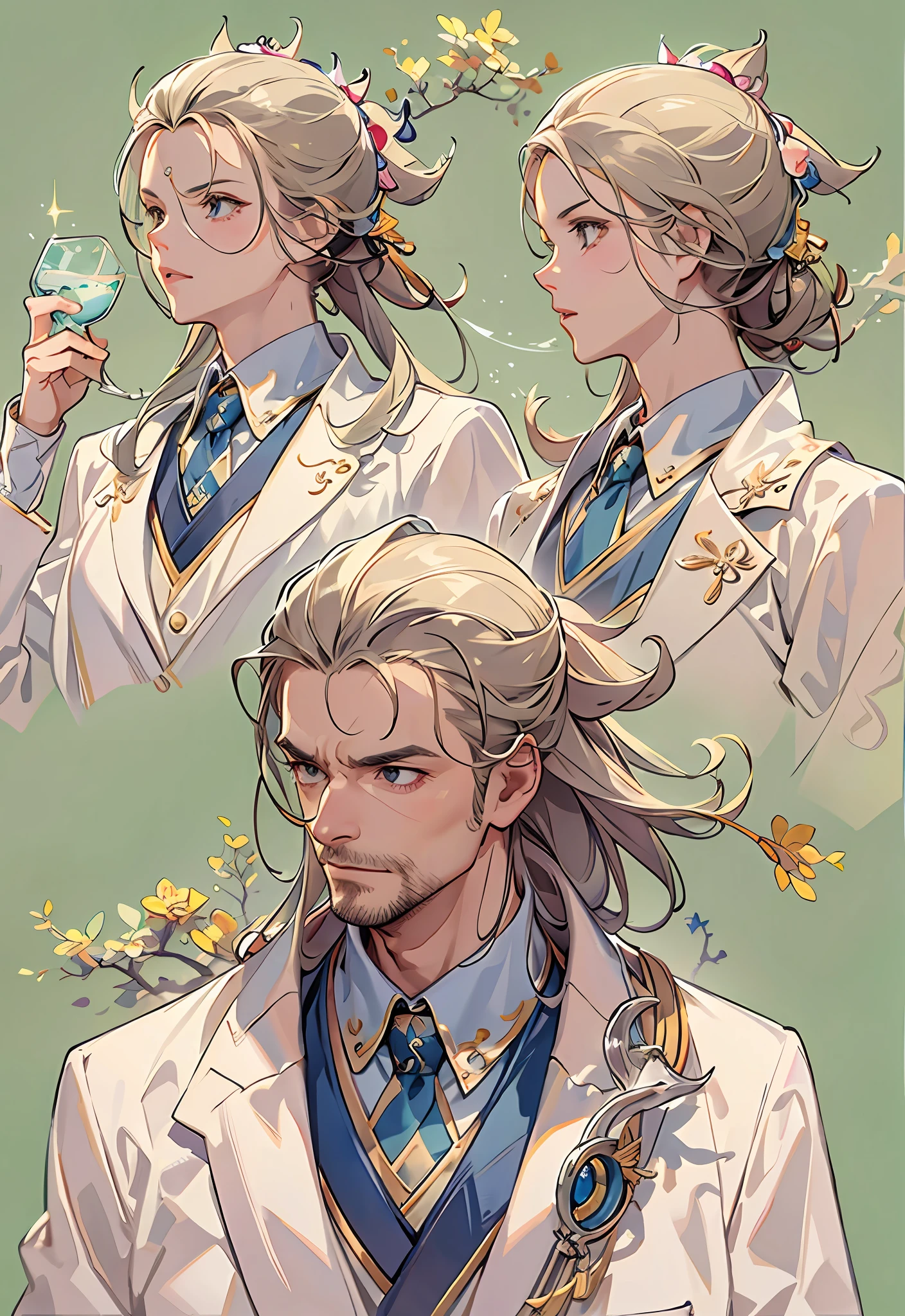 Middle-aged business male,ancient wind