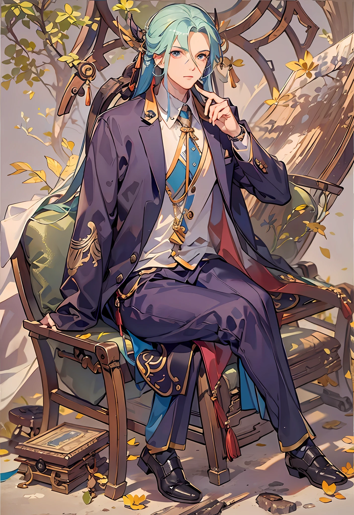 Middle-aged business male,ancient wind