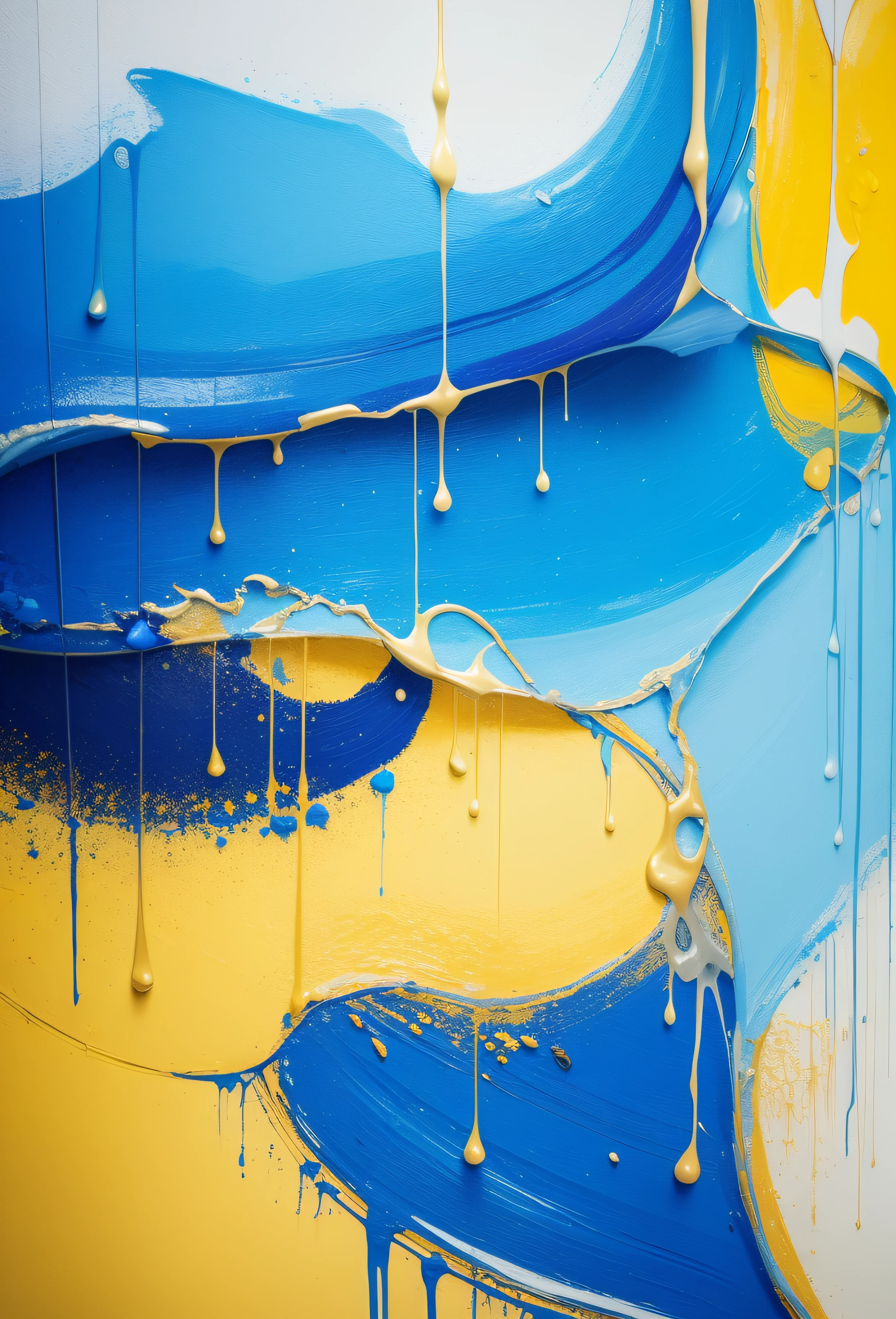 Blue and gold notes,musical note,super high-quality model,Dripping paint,oil painted,Abstract beauty,Heavy strokes