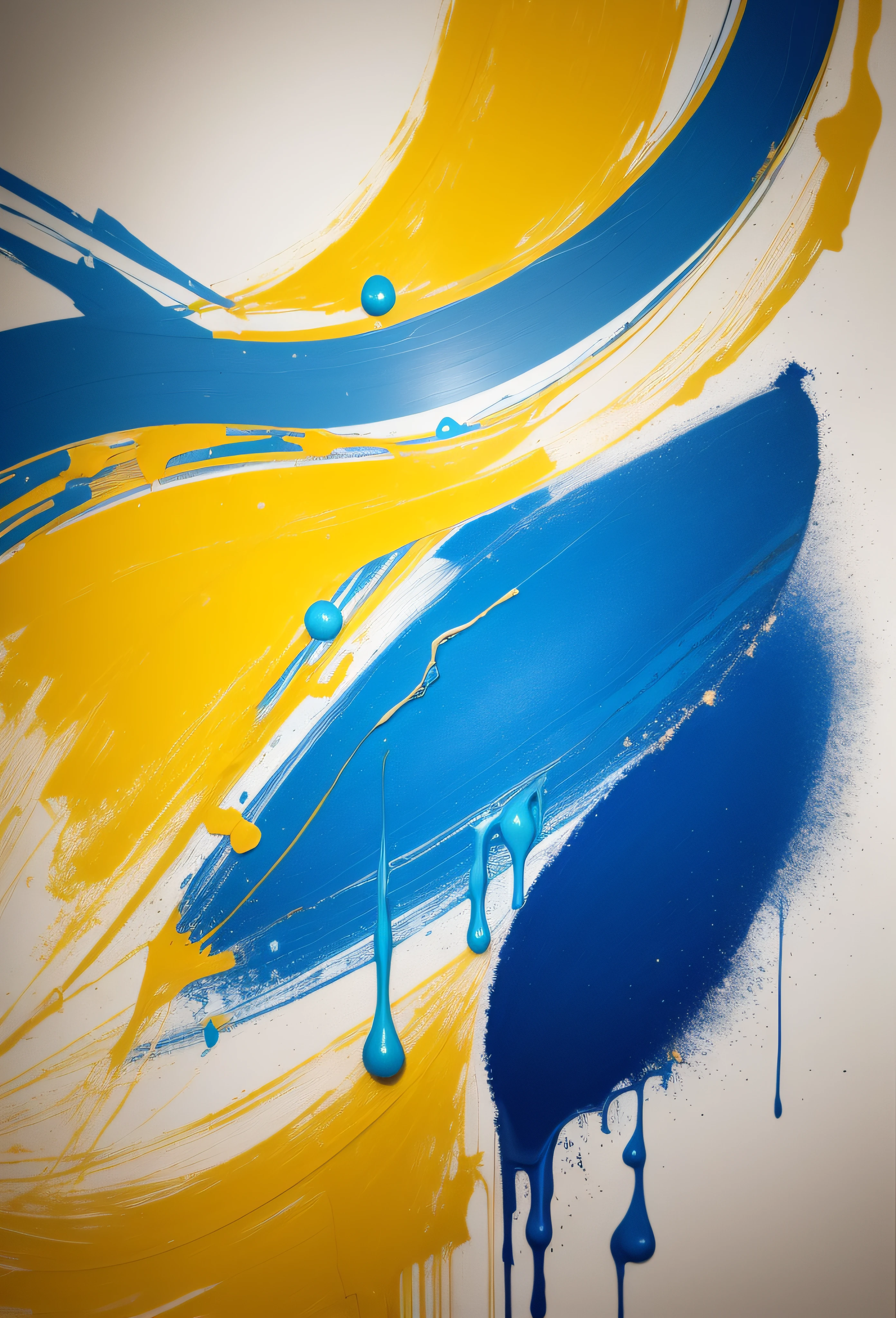 Blue and gold notes，musical note，super high-quality model，Dripping paint，oil painted，Abstract beauty，Heavy strokes