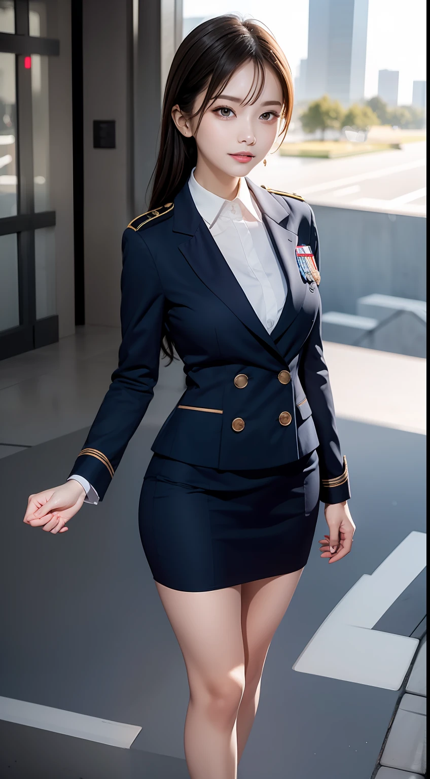 （RAW photos，HighestQuali），Full body like，The uniform of a flight attendant，（realisticlying，realisticlying：1.3），HighestQuali，tmasterpiece，Very fine and beautiful，highly  detailed，CG，unified，2k wallpaper，Wonderful，beautifuldetails，tmasterpiece，dynamicposes，HighestQuali，Extremely detailed Cg Unity 8K wallpaper，，