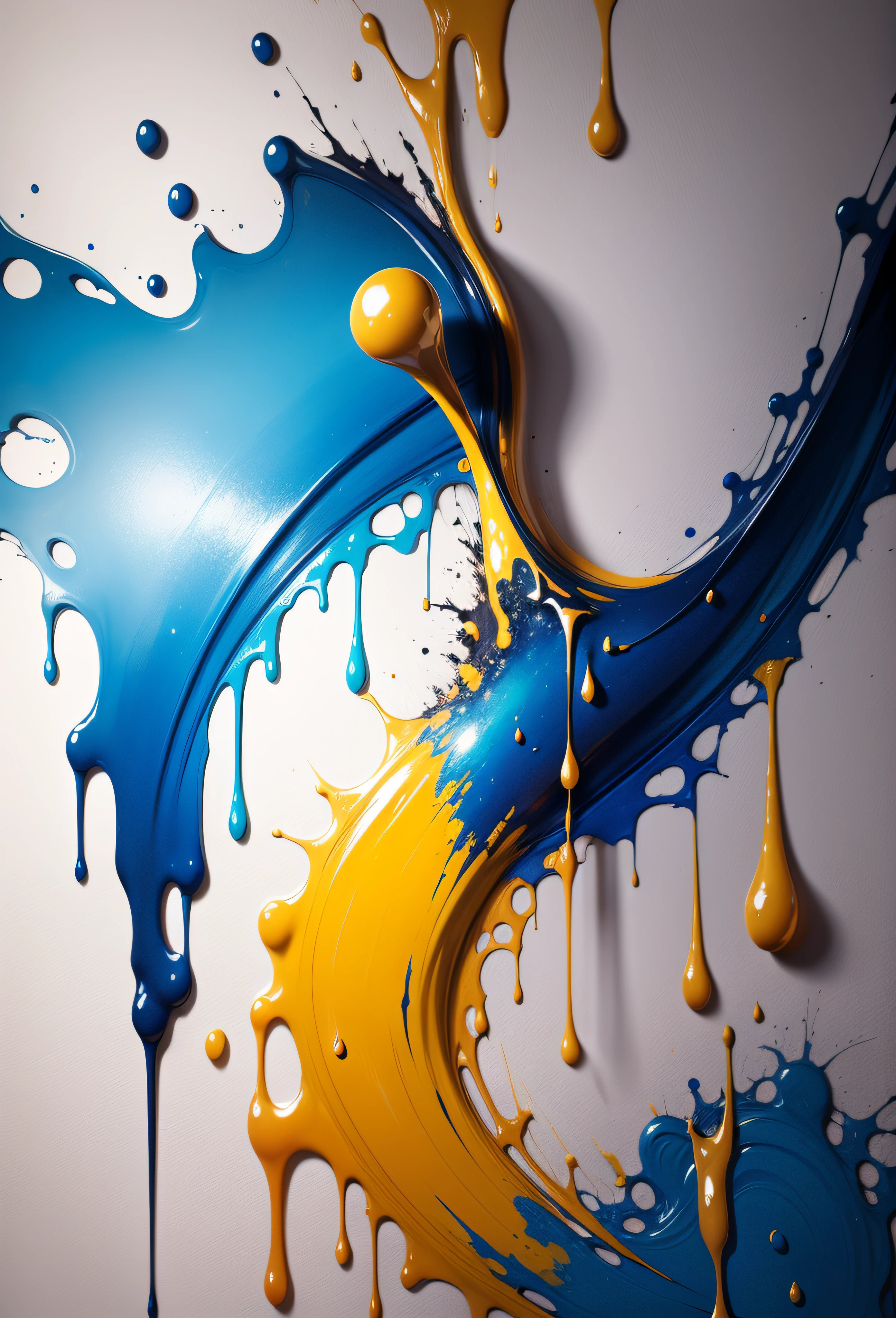 Whole notes in blue and gold,super high-quality model,dripping paint,oil painted,Abstract beauty,Heavy strokes
