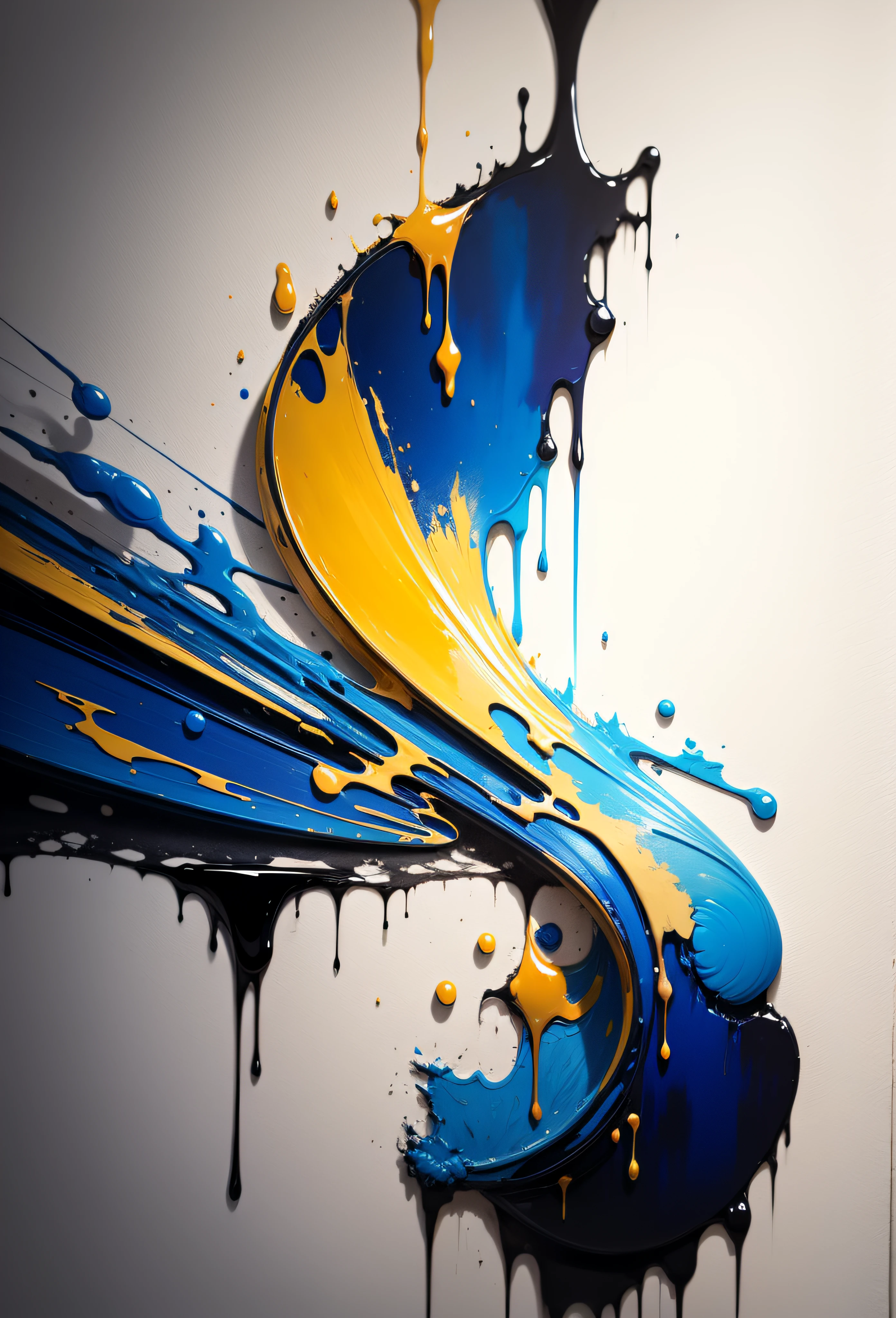 Whole notes in blue and gold，super high-quality model，dripping paint，oil painted，Abstract beauty，Heavy strokes