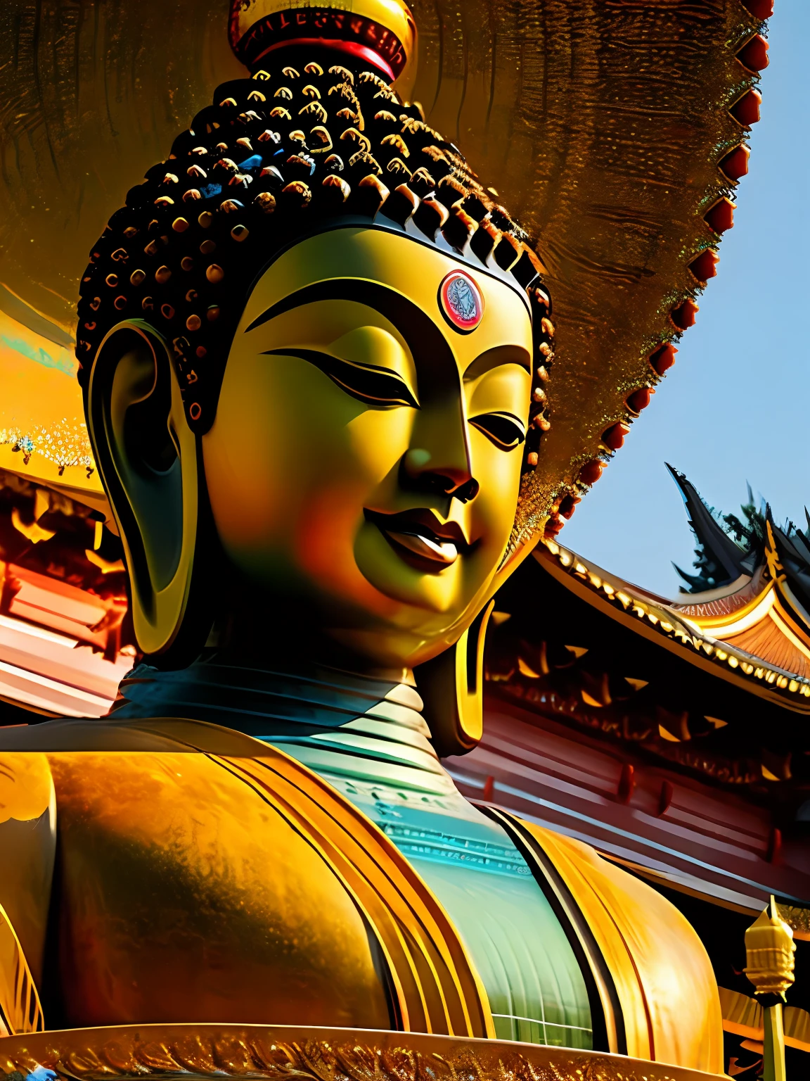 (The upper body of a huge Buddha statue:1.5,),(Buddhist temple background:1.2),,(真实感:1.4),(best qualtiy:1.0),(超高分辨率:1.0),8K,RAW photos,(tmasterpiece:0.2),ultra - detailed,