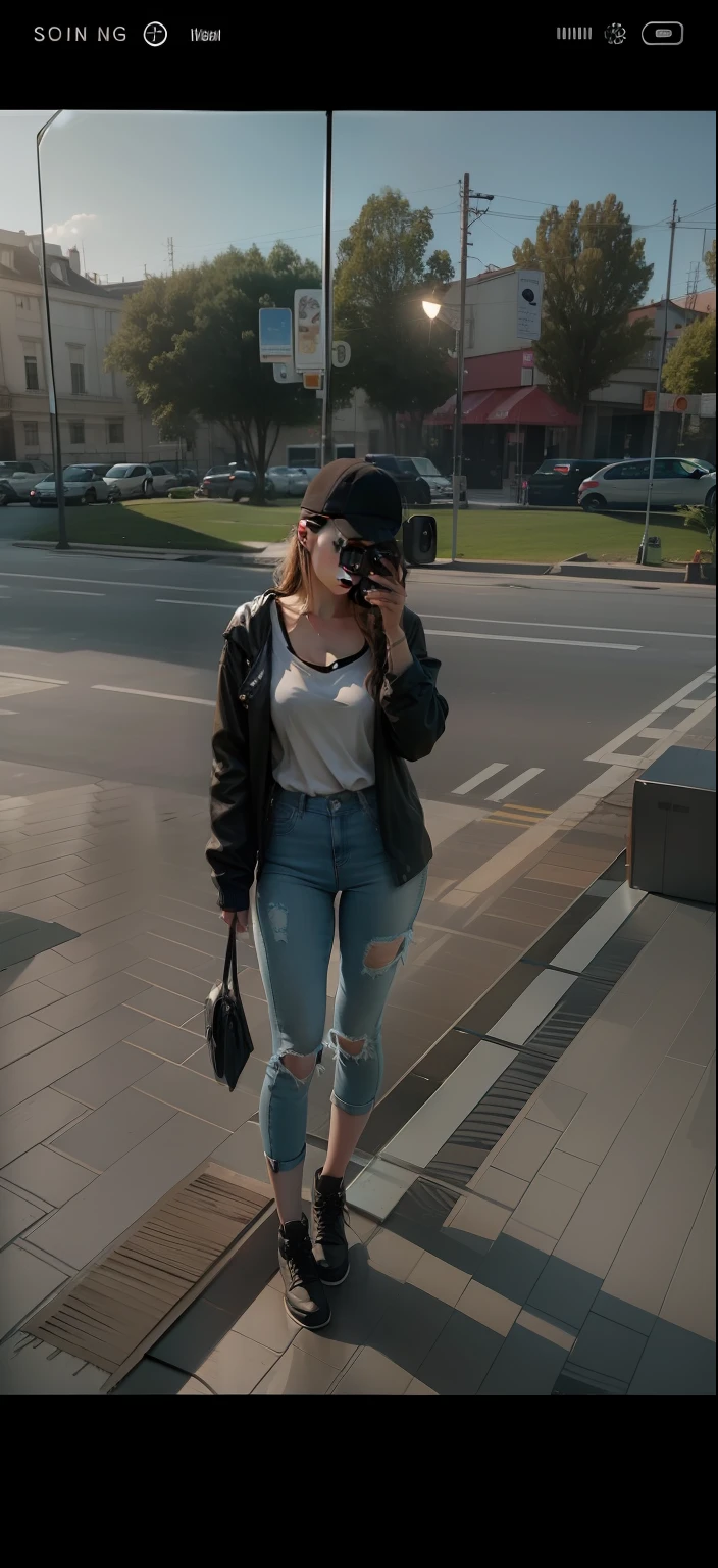 Girl with cell phone in her hand taking a picture in the mirror, super sexy, realistic 8k