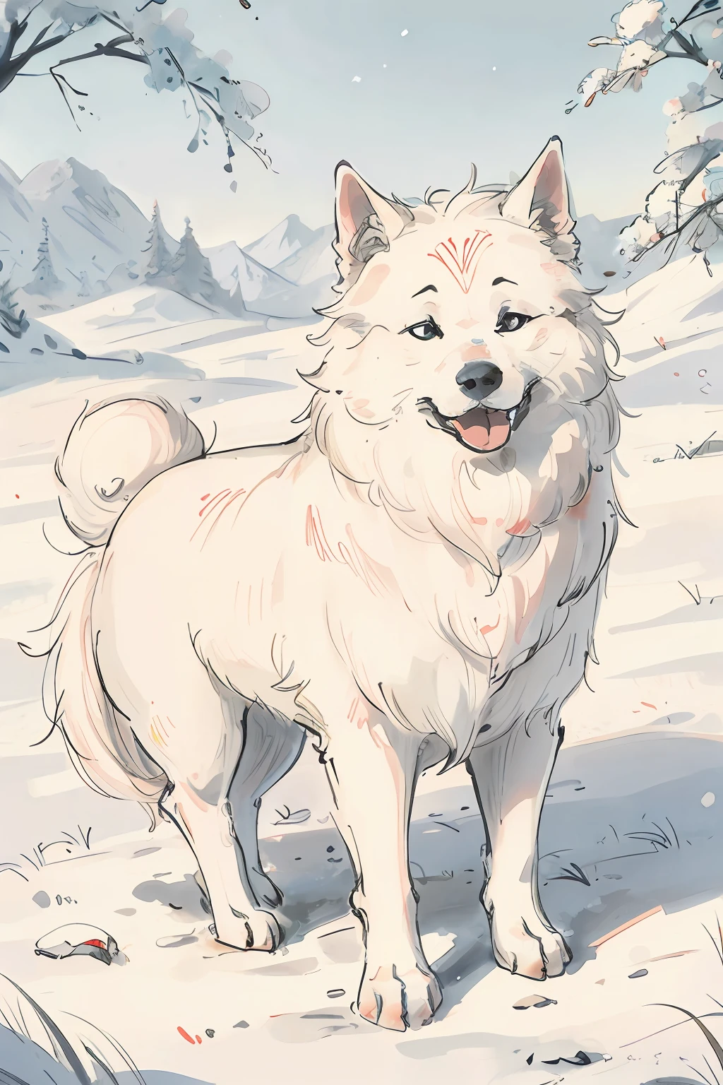 A Samoyed is smiling