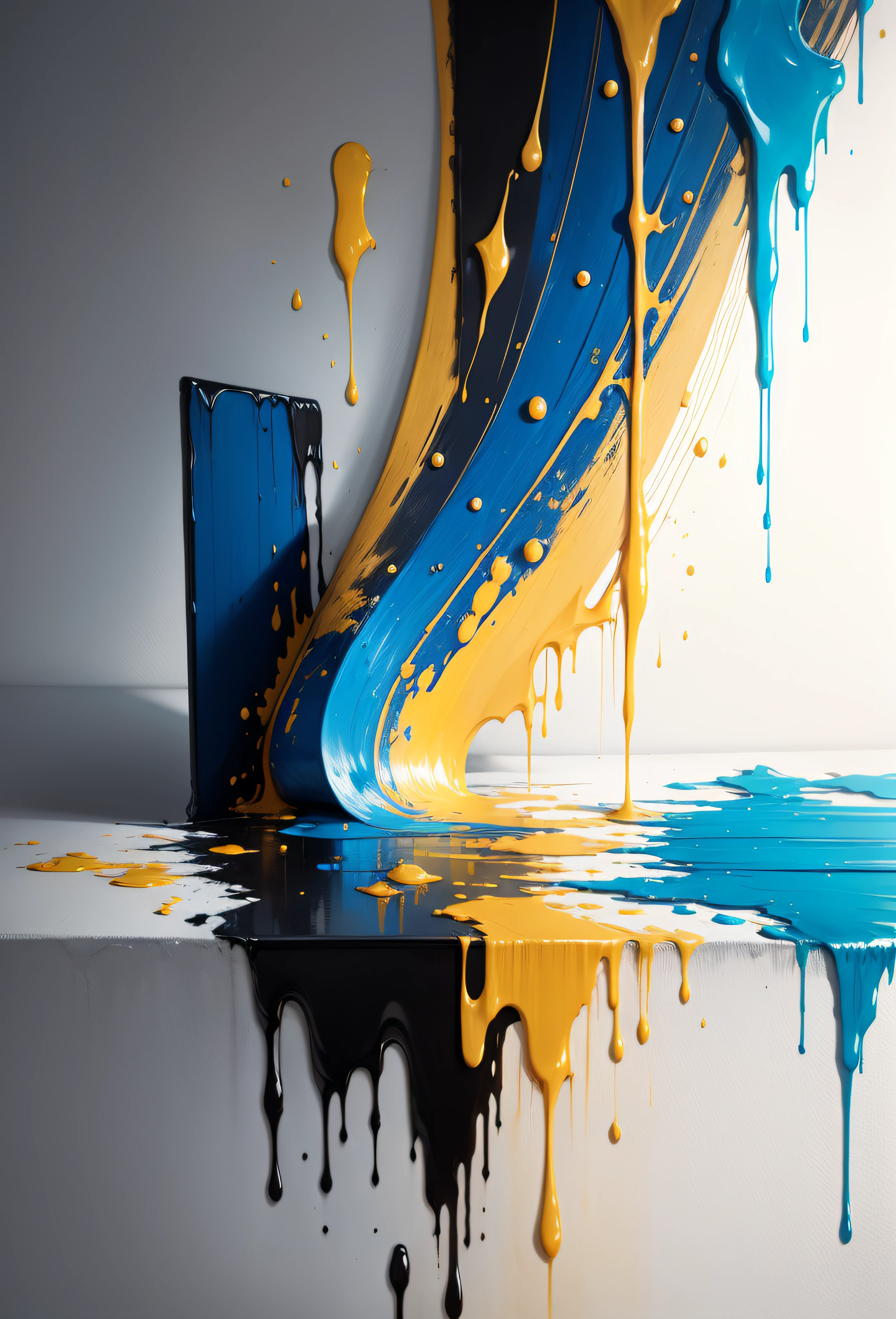 Whole notes in blue and gold，super high-quality model，dripping paint，oil painted，Abstract beauty，Heavy strokes