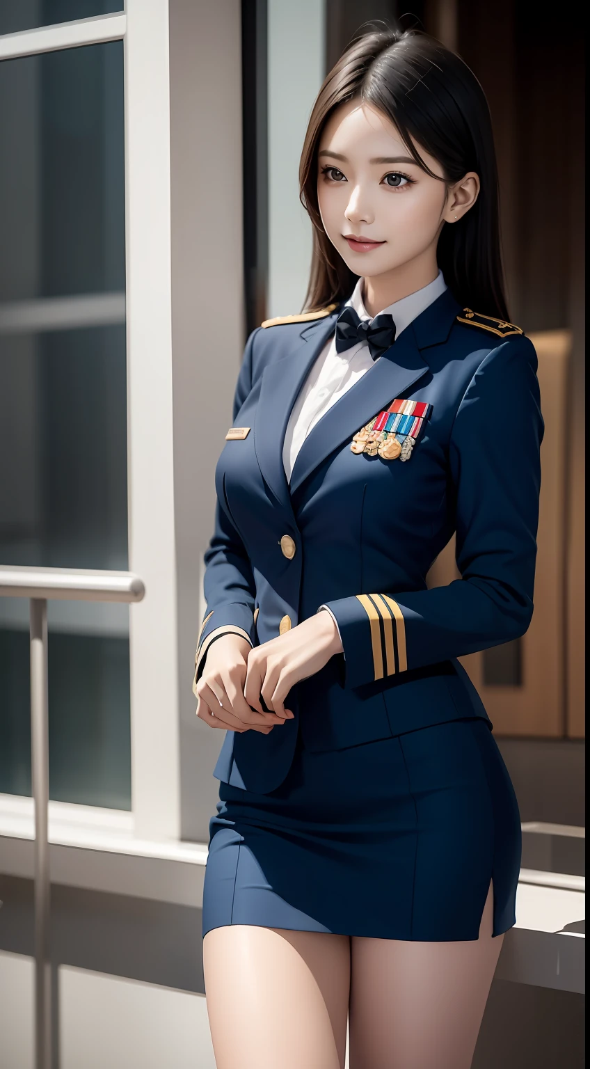 (RAW photos,HighestQuali),Full body like,The uniform of a flight attendant,(realisticlying,realisticlying:1.3),HighestQuali,tmasterpiece,Very fine and beautiful,highly detailed,CG,unified,2k wallpaper,Wonderful,beautifuldetails,tmasterpiece,(dynamicposes),HighestQuali,Extremely detailed Cg Unity 8K wallpaper,,
