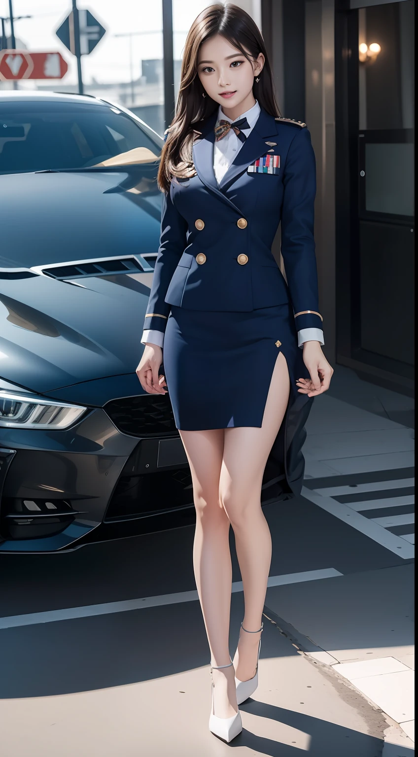 （RAW photos，HighestQuali），Full body like，The uniform of a flight attendant，（realisticlying，realisticlying：1.3），HighestQuali，tmasterpiece，Very fine and beautiful，highly  detailed，CG，unified，2k wallpaper，Wonderful，beautifuldetails，tmasterpiece，（dynamicposes)，HighestQuali，Extremely detailed Cg Unity 8K wallpaper，，