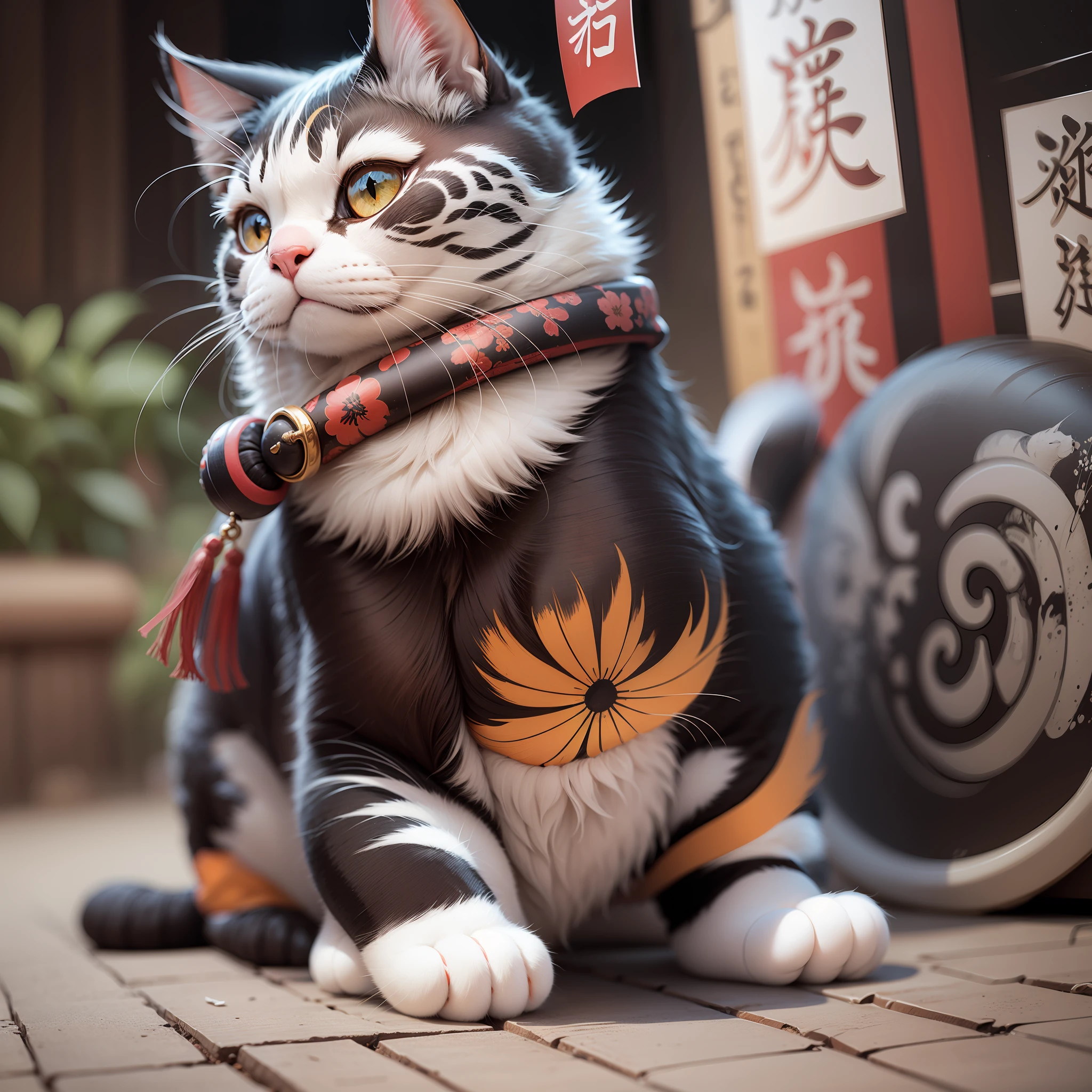 Lucky Cat,China-style,Ink wind,Extreme color --auto --s2