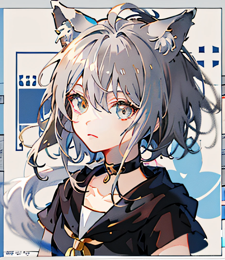 Style anime, （（（Black gradient silver hair））），kagamine rin，Anime moe art style, Anime style. 8K, Anime girl with wolf ears, vrchat, anime style character,  Stylized anime, Anime Stylization, Cute anime wolf girl, made with anime painter studio, Anime art style，，Dark golden eyes，