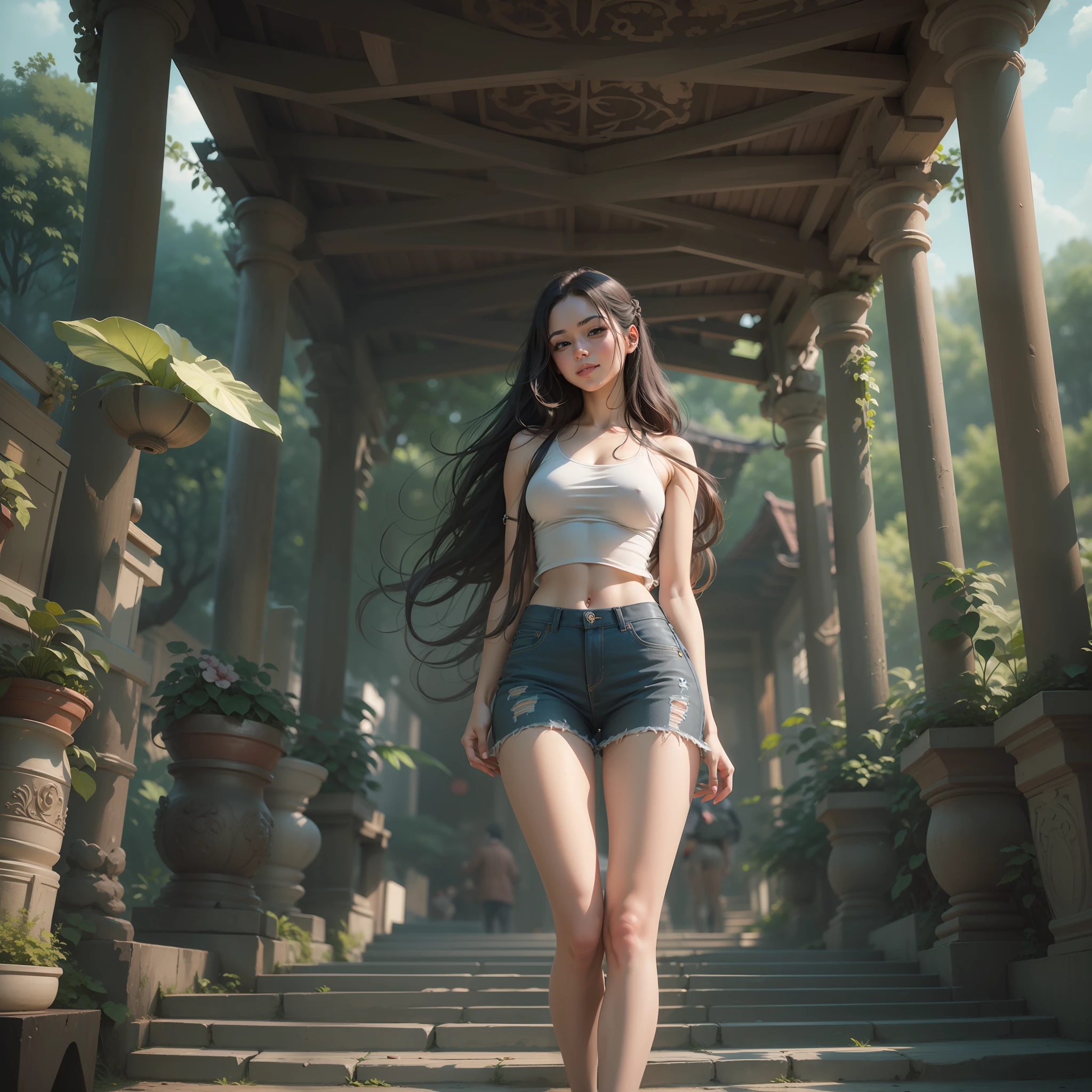 in summer,(nature:1.9),1girl,full body,very long hair,skinny,huge ass,grinning,sexy,ass view ,naked, dynamic angle, dynamic posture, outdoor, Vietnamese architecture female, smiley, ray tracing, cinematic lighting,(raw photo:1.2), (photorealistic:1.4), goofy, extremely absurd, large file size, super detailed, high resolution, extreme detailed, best quality, masterpiece, illustration, extremely delicate and beautiful, extremely detailed, CG, unity, 8k wallpaper, Amazing, extremly high detail, masterpiece, best quality, realistics people, 18 years old, lying