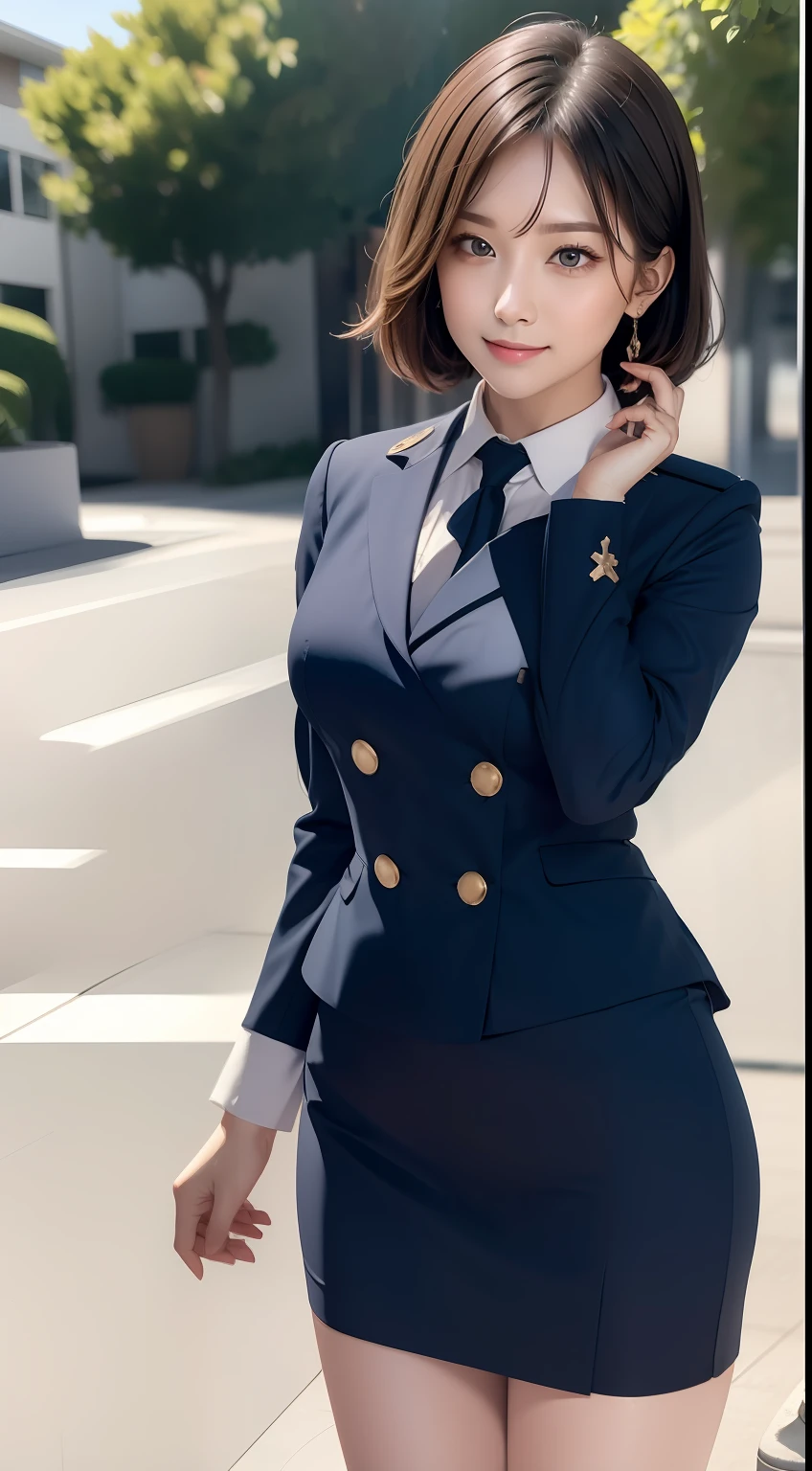 (RAW photos,HighestQuali),Full body like,The uniform of a flight attendant,(realisticlying,realisticlying:1.3),HighestQuali,tmasterpiece,Very fine and beautiful,highly detailed,CG,unified,2k wallpaper,Wonderful,beautifuldetails,tmasterpiece,(dynamicposes),HighestQuali,Extremely detailed Cg Unity 8K wallpaper,,