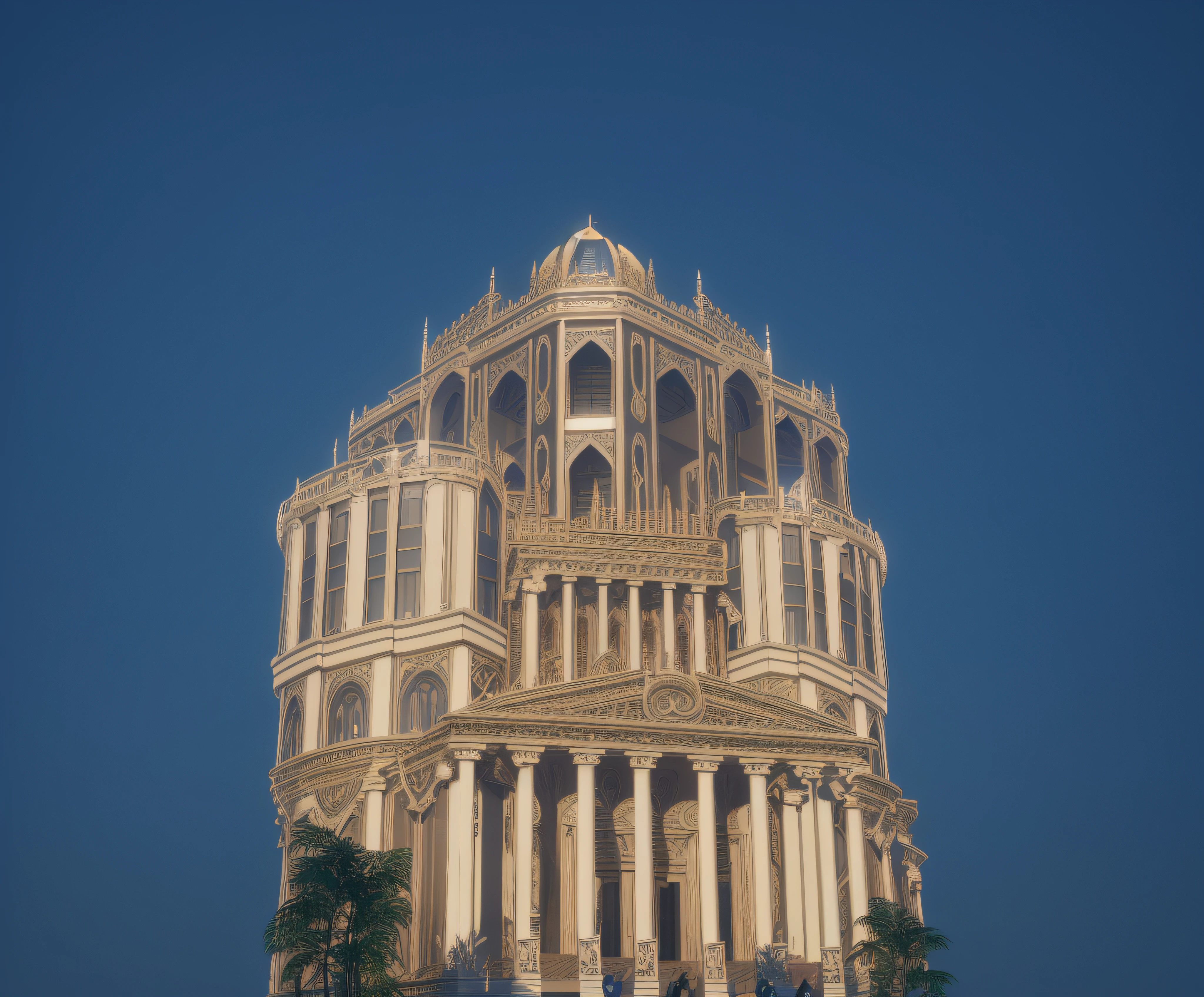 (nvinkpunk: 1.2) Anthwve、Lightwave、sunset、Intricate and elaborate design ((best quality, 8k, Masterpiece :1.3)),chies、Deities々Right、Unreal Engine 5、palatial palace