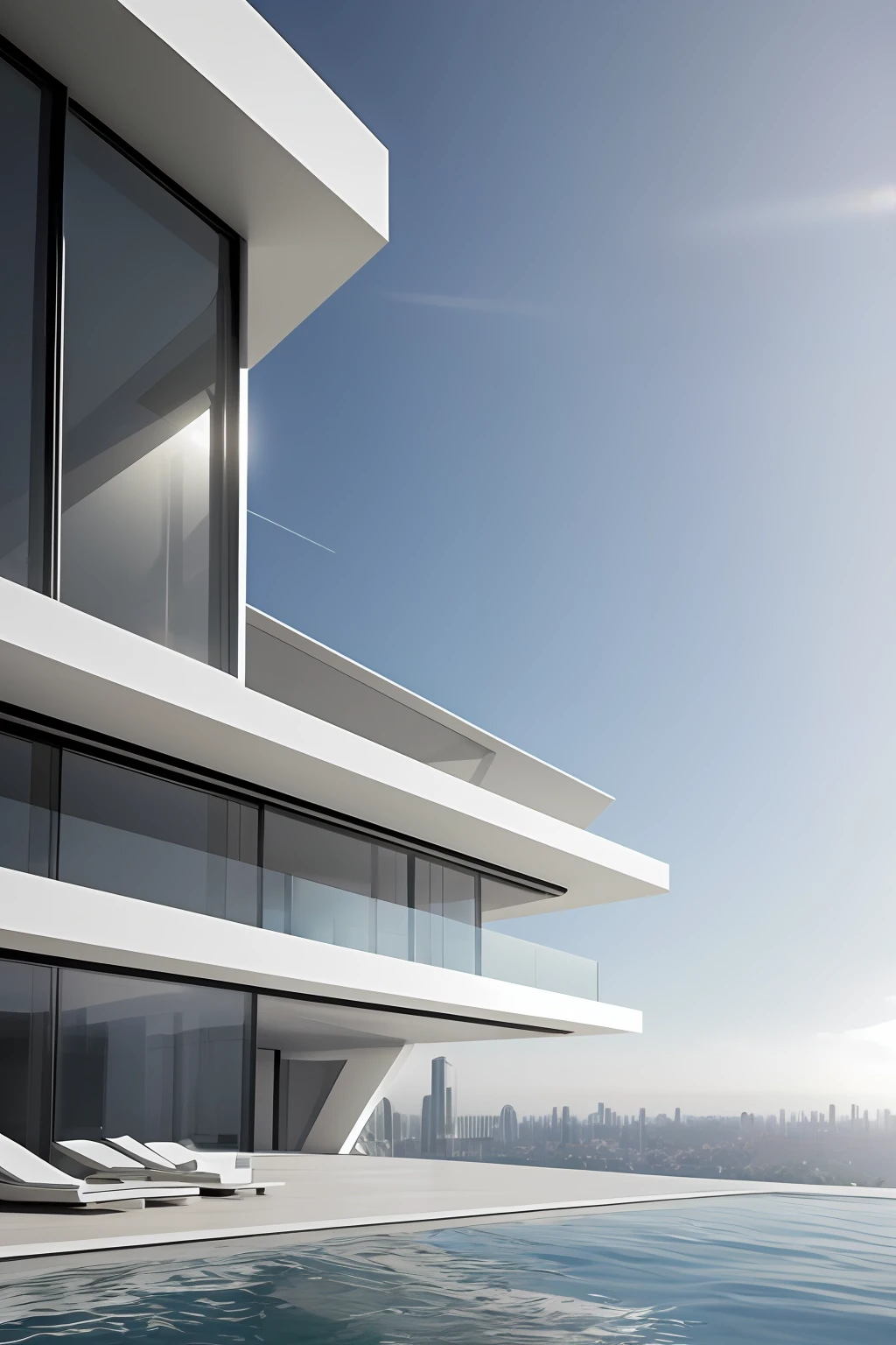 , masterpiece, (photorealistic:1.2), best quality, ultra high res,exterior,Floatinghouse, zaha hadid, daylight,render Vray,