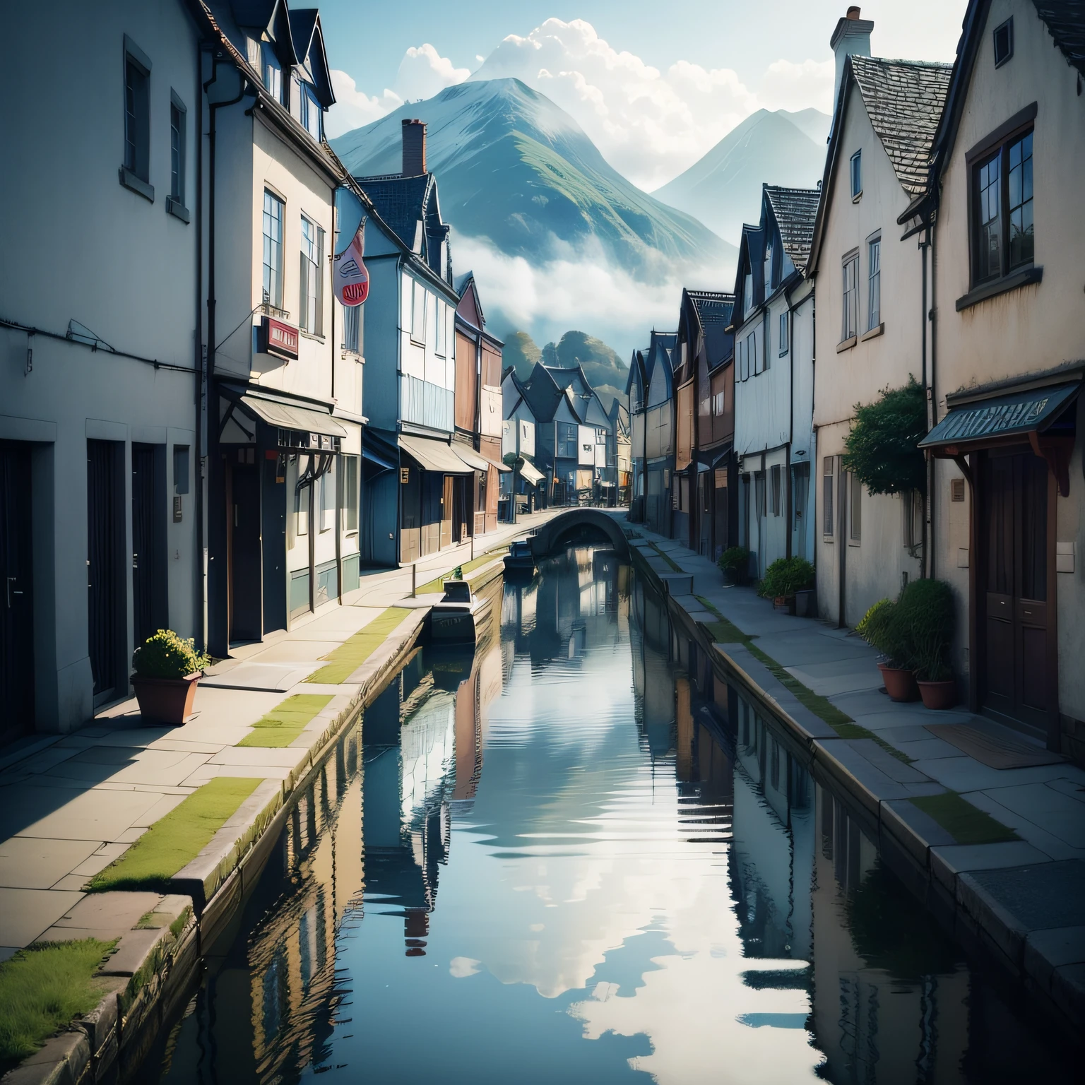 Peaceful town，Blue，dingdall effect