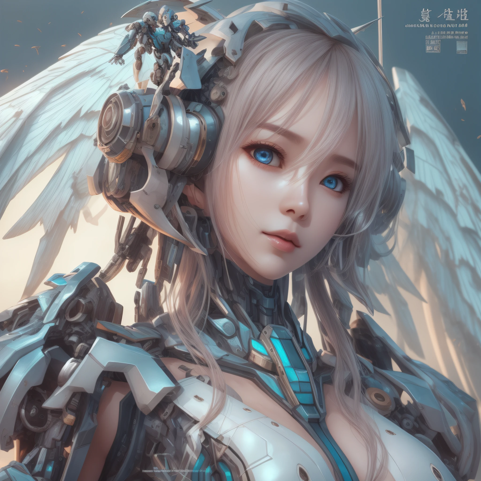 (masutepiece), best quality,{full bodyesbian},((1 rapariga)),((beauty detailed eye)),{mechs,Huge_filesize},(bare shoulders),scientific fiction,ighly detailed,Illustration,extremely detailed CG unity wallpaper,submerge,lighting like a movie,dramatic angle,{{beautiful countenance}},Posing,Caustics,fine water surface,,mechanical wing,Metal wings,mech wings,{mecha clothes},robot girl,beautifull detailed face,