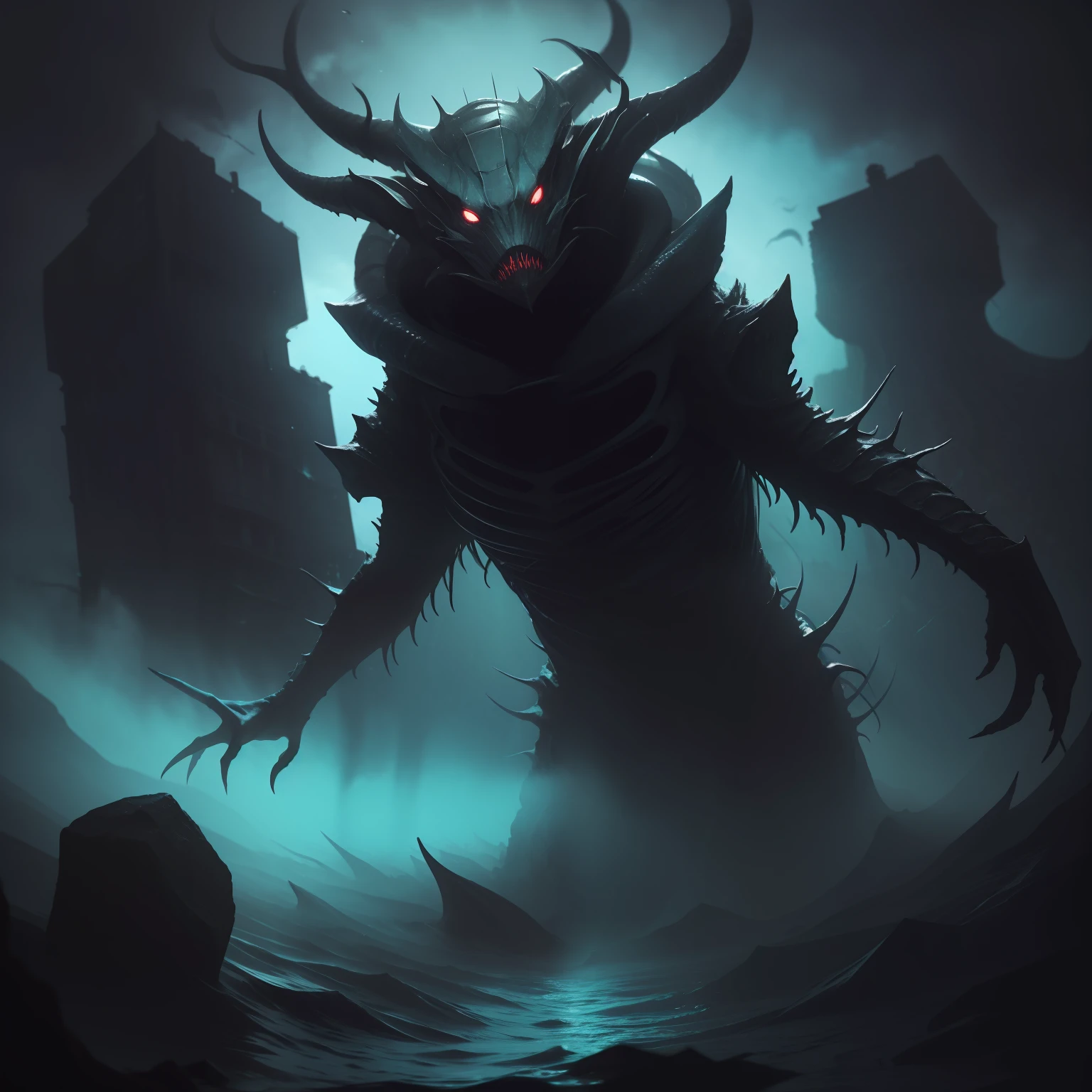 These Thalasophobic Earth Devils May Have a Similar Appearance to Deep-Sea Creatures, pero adaptadas para el entorno terrestre. They could have bodies covered in scales, with serpentine tentacles that crawl like twisted roots. Your eyes might glow with a sinister, cold light, And they could have mouths full of sharp, sharp teeth like those of an electric eel.. Furthermore, their limbs may be elongated and flexible, allowing them to move in an agile and stealthy way.

Habilidades: These demons might have the ability to manipulate the haze and darkness to create a terrifying and oppressive atmosphere.. They could create a dense haze that envelops their victims., distorsionando la visibilidad y generando un sentimiento de claustrofobia. Furthermore, They could make the mist appear to move and ripple like water., creating the illusion of being submerged in the depths of a dark ocean. They could also generate illusions of ghostly sea creatures emerging from the haze., adding an extra horror element.

Effect on victims: The presence of these Thalasophobic earth demons would generate an overwhelming fear in those who find them.. Victims may feel trapped in a thick, choking haze, experiencing a feeling of suffocation and disorientation. They could hear the sound of crashing waves and ghostly whispers., intensificando el miedo y la angustia. The dense haze and illusion of being underwater could make people feel a sense of loss of control and the imminent threat of being swept away by the dark depths..