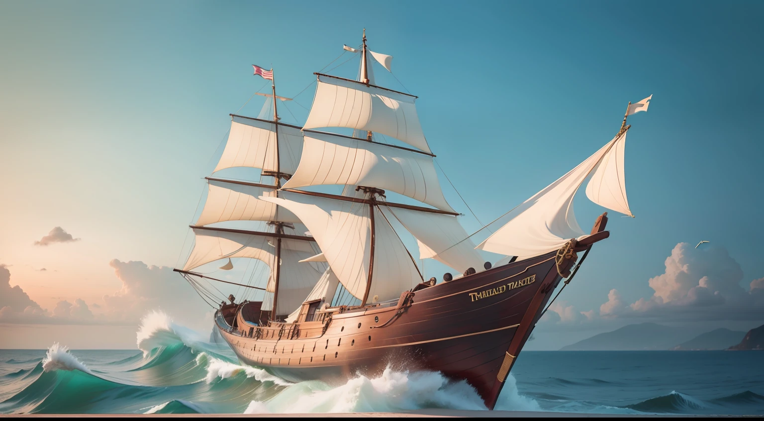 tmasterpiece,Best quality at best,the sea,choppy,ancientry,Wooden boats