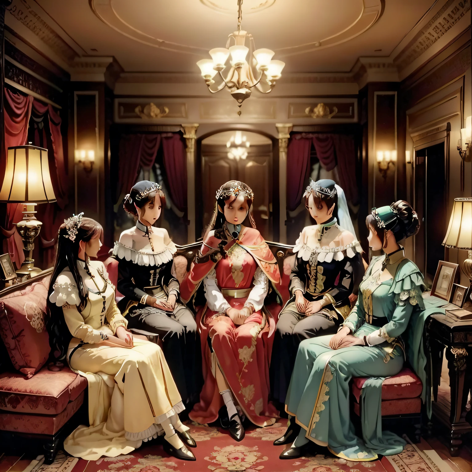 人物： The protagonist（No name mentioned）- Described as a person who accidentally placed himself in a high-class brothel room，Be confused about the situation around you。 Visitors - a group of women，Including upper-class women and ladies，They were surprised and appreciated by the room and furnishings。 Scenes： House - rooms in a high-class brothel，Luxuriously decorated，Showcasing luxurious furnishings and furnishings。 At the gate - a gorgeous four-wheeled carriage is parked，Shows the wealth and status of the masters。 Grand Opera House and Italian Opera House - High society women and high-class prostitutes owned private rooms in these places，Sit side by side with each other。 The streets of Paris - high-class prostitutes show their beauty here、Jewelry and affair。