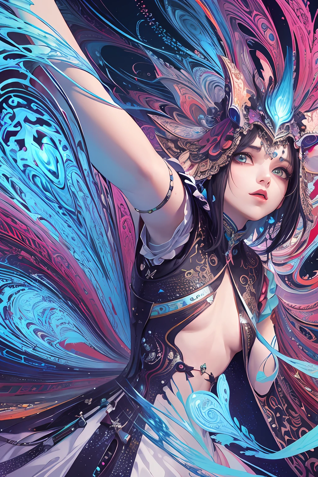 (masterpiece, top quality, best quality, official art, beautiful and aesthetic:1.2), (1girl), extreme detailed,(fractal art:1.3),colorful,highest detailed