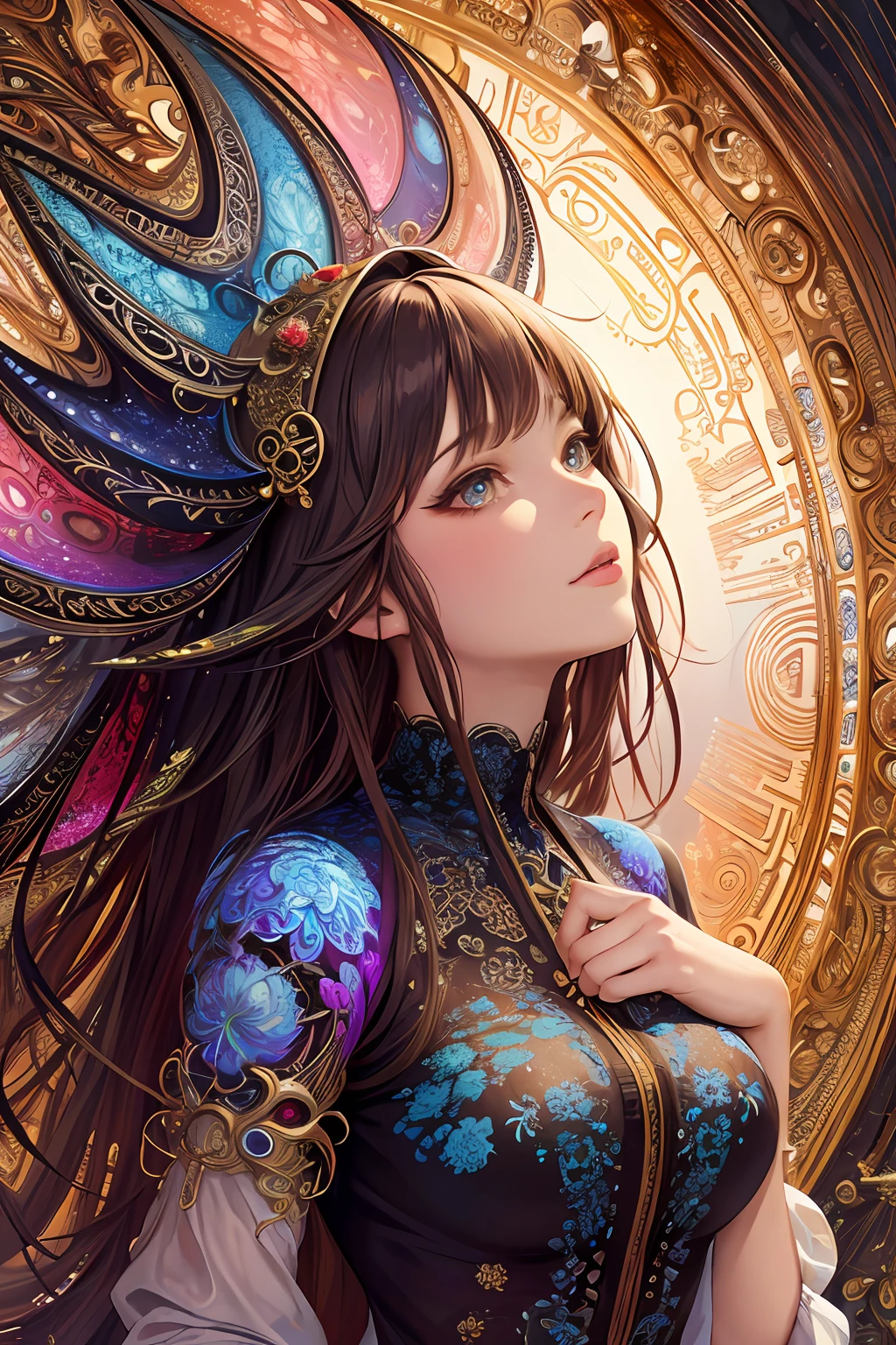(masterpiece, top quality, best quality, official art, beautiful and aesthetic:1.2), (1girl), extreme detailed,(fractal art:1.3),colorful,highest detailed