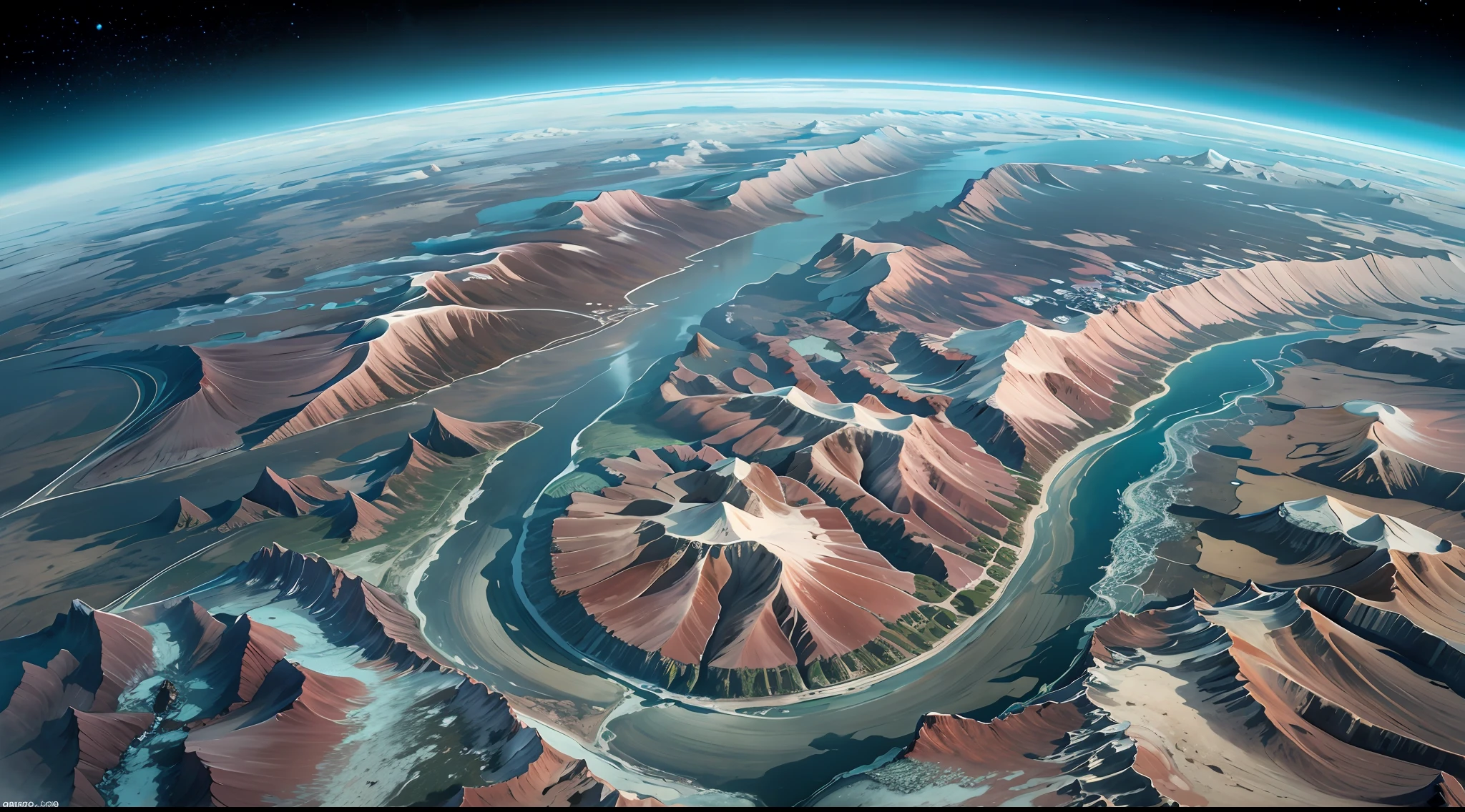 Earth seen from above、No humans, speed lines, from above, satellite image, Ultra-Wide Angle, macro photo, high details, best quality, 8k