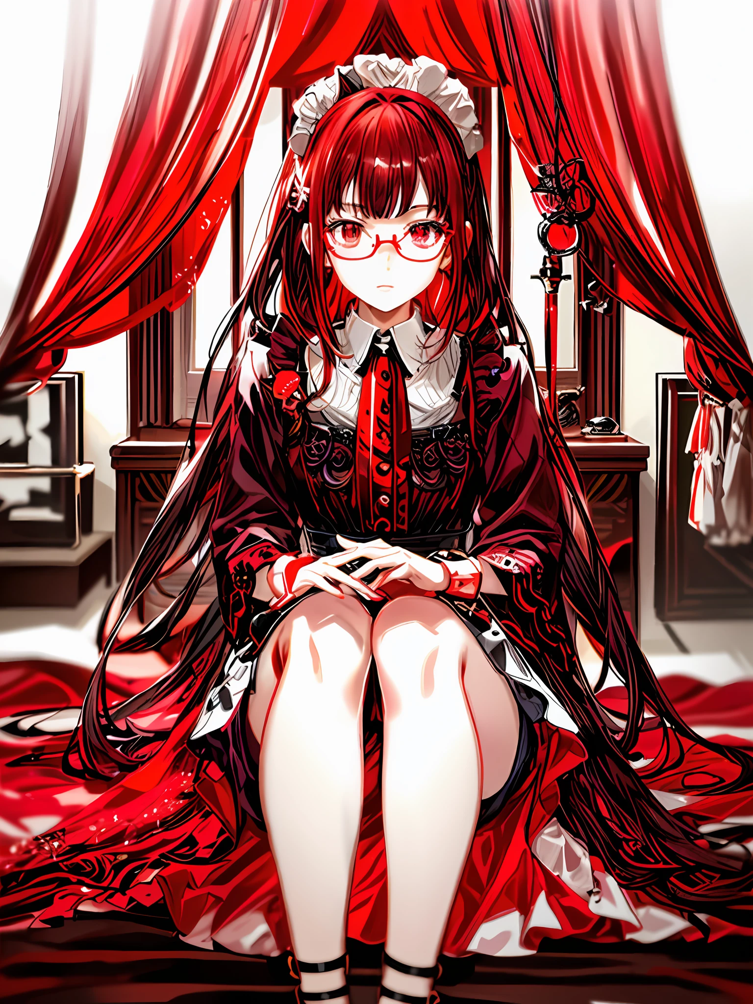 brilliant red eyes、eye glass