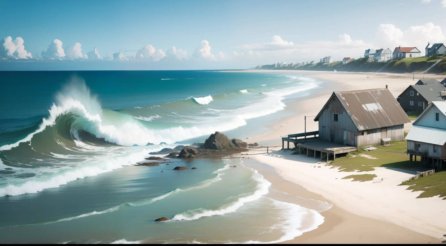 beachside，spray，Abandoned fishing village