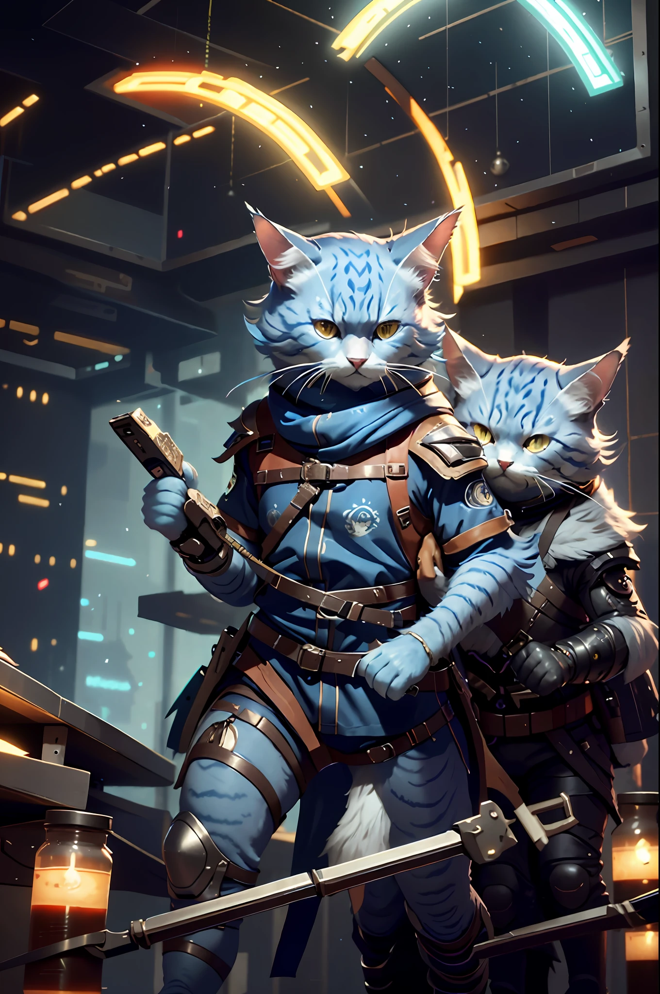 Player c4ttitude, stratagem, Focus eyes, furred, challenger, agility, spellbinding, Game themed tights,nylon, Fast claws, Cybernetic arena, The digital realm, stratagem, Showdown, game scenes,Masterpiece, Best quality, Ultra-detailed,8K wallpaper,Hyper-Resolution, Unreal 5