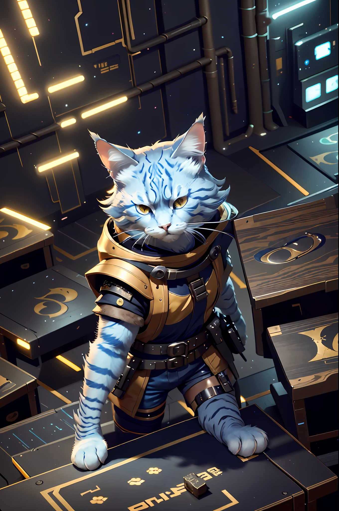 Player c4ttitude, stratagem, Focus eyes, furred, challenger, agility, spellbinding, Game themed tights,nylon, Fast claws, Cybernetic arena, The digital realm, stratagem, Showdown, game scenes,Masterpiece, Best quality, Ultra-detailed,8K wallpaper,Hyper-Resolution, Unreal 5