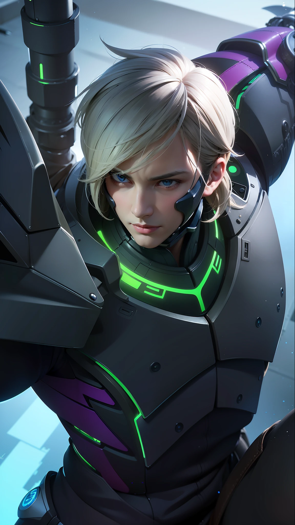 masculine male, masterpiece, ((perfect eyes)) best quality, (semirealism:1.9), beautiful lighting, (extremely detailed CG unity 4k fhd wallpaper), High Detail, Sharp focus, dramatic outdoors, 1 boy ,19 years old, brown short hair, blue eyes, smile