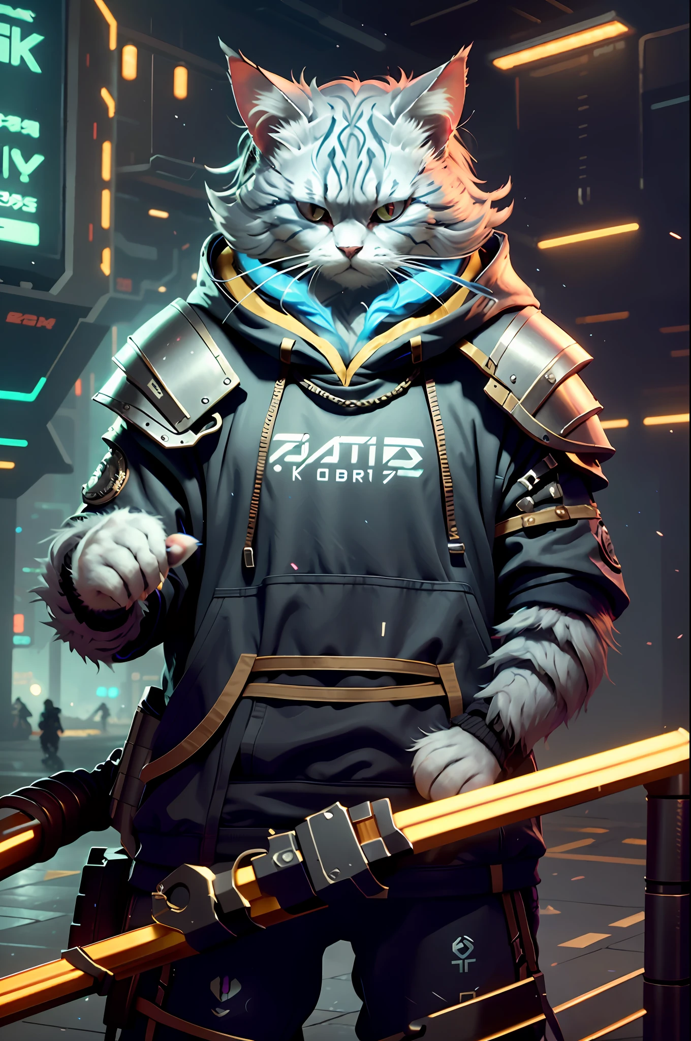 Player c4ttitude， stratagem， Focus on your eyes， furred， challenger， Agility， spellbinding， cyberpunk clothing，nylon， Fast claws， Cybernetic arena， The digital realm， stratagem， Showdown， game scenes，Masterpiece, Best quality, Ultra-detailed,8K wallpaper,Hyper-Resolution， Unreal 5