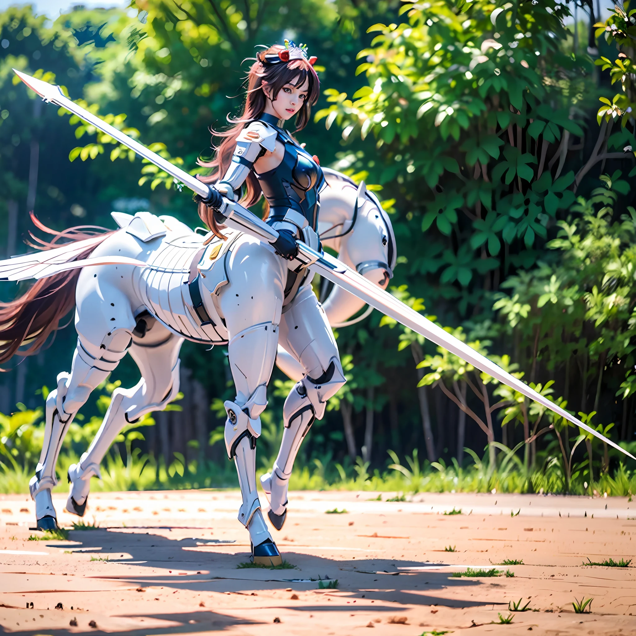 In the center of the ultra-wide-angle lens, the beautifully and ethereal mechanical centaur queen deploys her wings on the ionosphere to make a jump。The upper body of the Mechanical Centaur Empress is a sexy body with obvious feminine characteristics，The lower body is a mechanical part with a horse-like torso with streamlined sexy lines。Use Midjourney's advanced stroke tools and color palettes, as well as texture packs, model packs, texture tools，Concentration，Let the Mechanical Centaur Empress have harmonious moving lines，And the mechanical light wings of the mechanical Empress Satyr are plated with a unique space glow，The halo crown on the head of the mechanical centaur queen casts light casting neon，Let her be majestic，Add intricate textures and models to the Mechanical Centaur Empress, giving the real body soft and sexy lines and an authentic texture，Let the legs in the shape of horse legs be graceful and slender，Giving the Mechanical Centaur Empress a sexy and touching K-cup teardrop-shaped giant tit, the huge texture and real oil shine that exudes the restraints。With Midjourney's advanced brush tools and palettes and strokes, experiment with different models and materials to create a grand, epic look at your scene，Let the mechanical centaur queen be toned and elegant and ethereal，Clearly display the fallen enemy wreckage and the surface of the moon against the background of the starry sky。Use Midjourney's powerful tools，You can bring this magnificent and futuristic scene to life with incredible detail and beauty。 hdr，（真实感，Masterpiece quality，best qualtiy），，pureerosface_v1，ulzzang-6500-v1.1